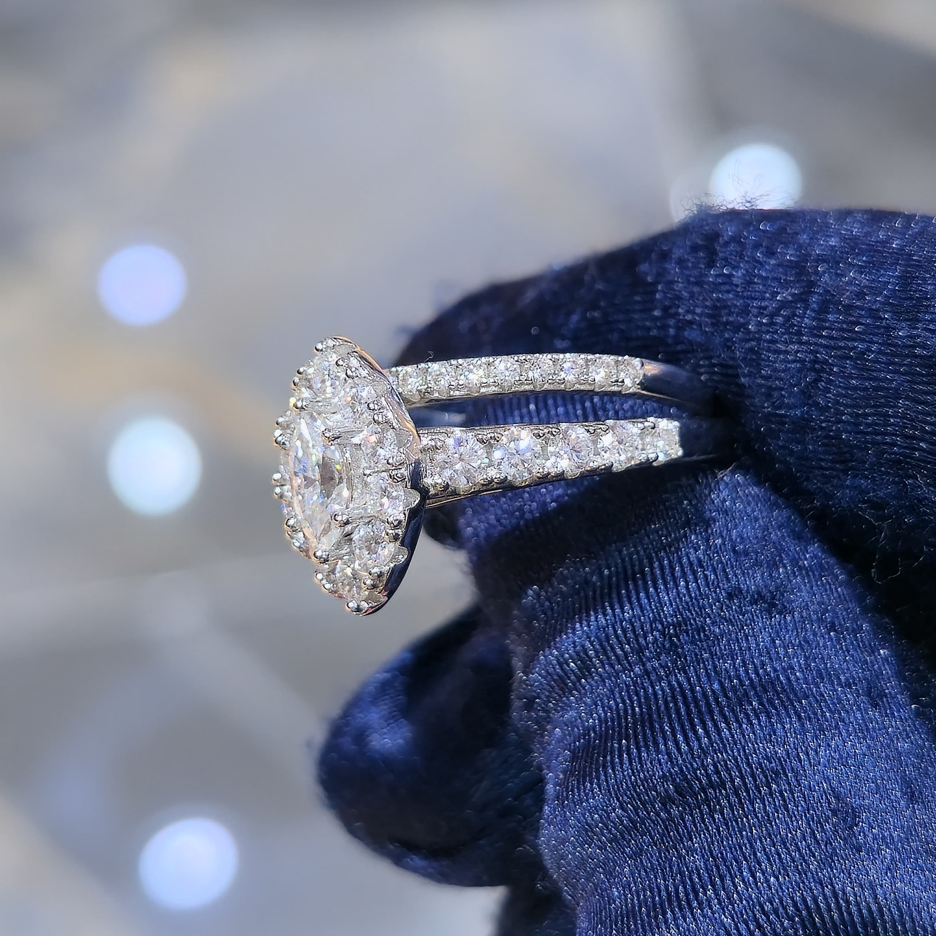 Moissanite Marquise Cut Engagement Ring & Matching Band Set – 1.25 CTW – Silver, Gold & Rose Gold