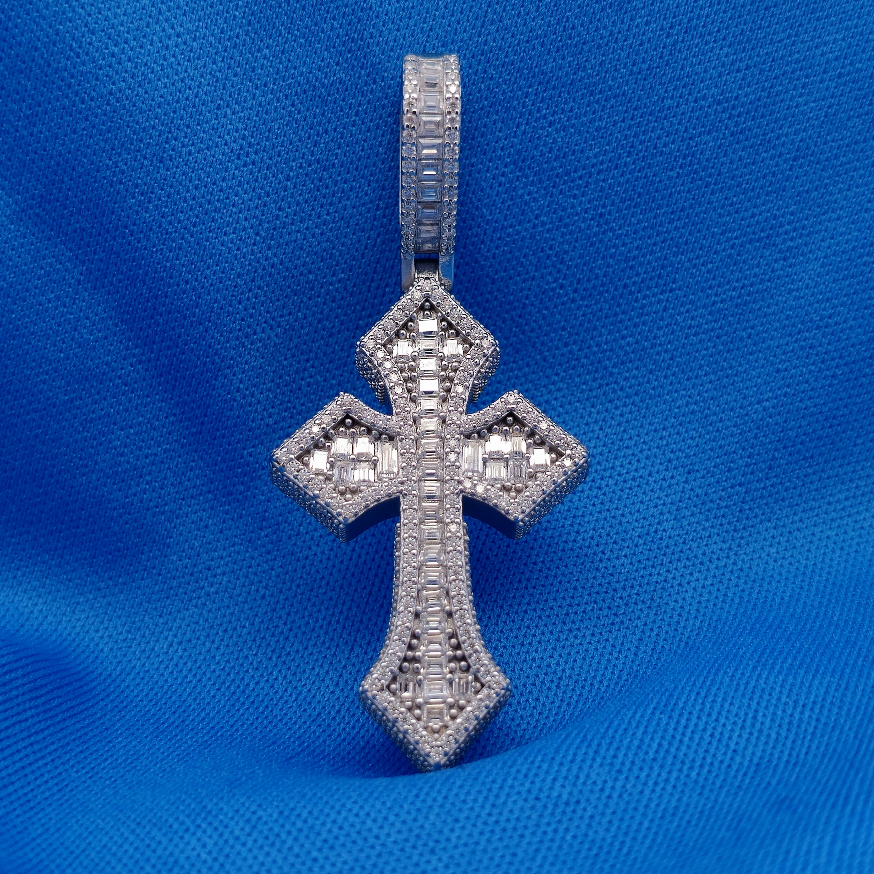 Moissanite 3.52ctw  Elegant Chrome Cross Pendant
