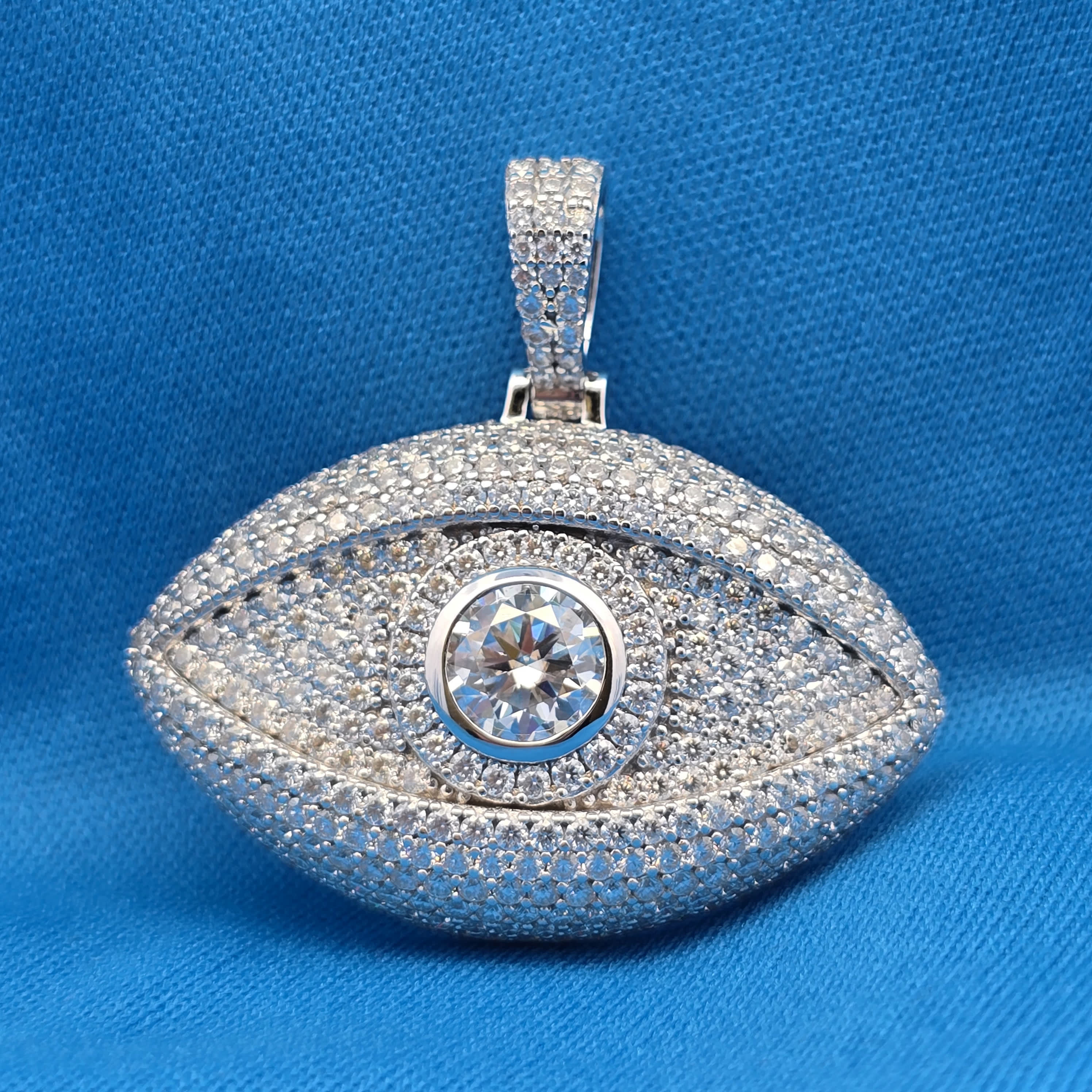 Moissanite 8.674 Solitaire Evil eye Pendant