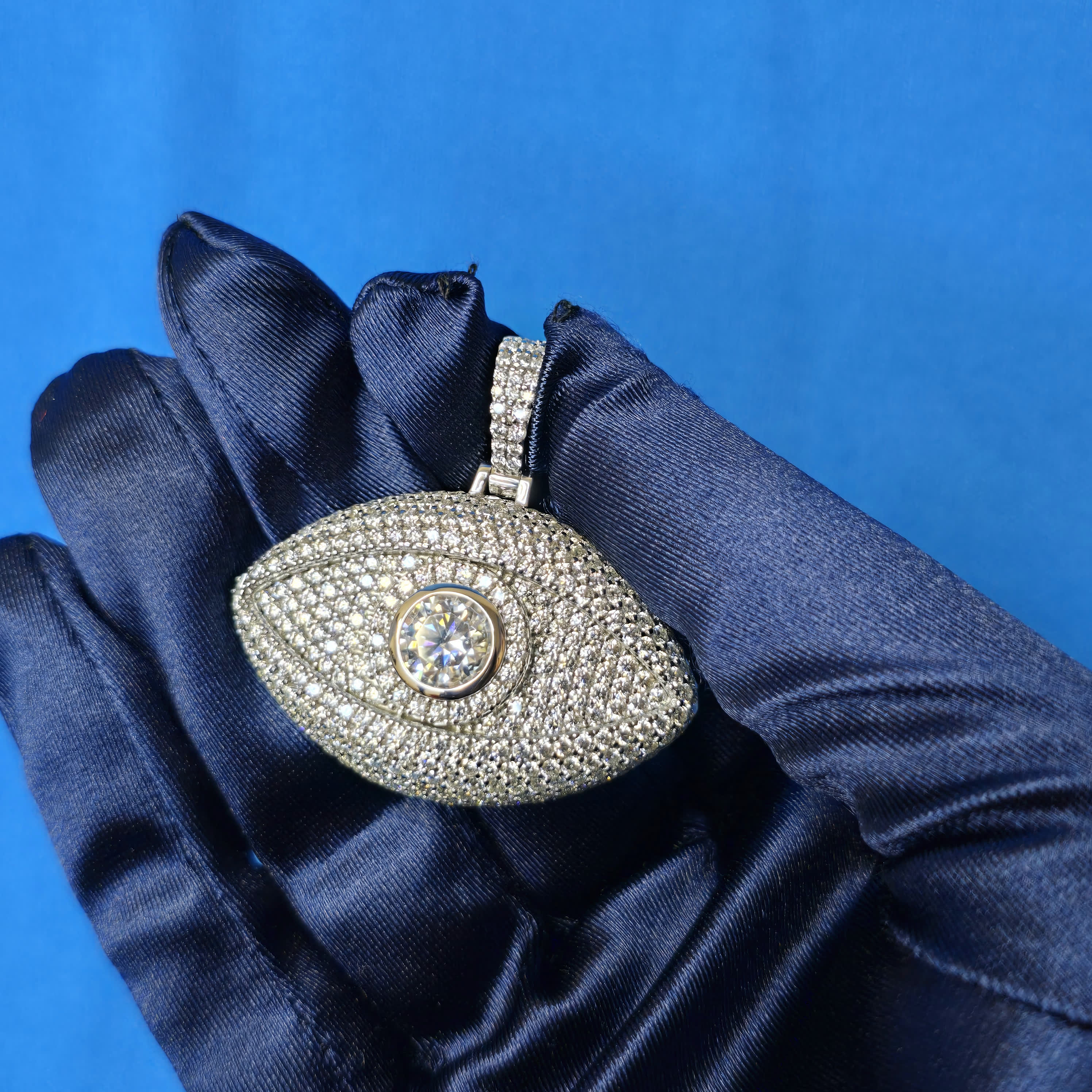 925 Evileye Sterling Silver Moissanite Pendant