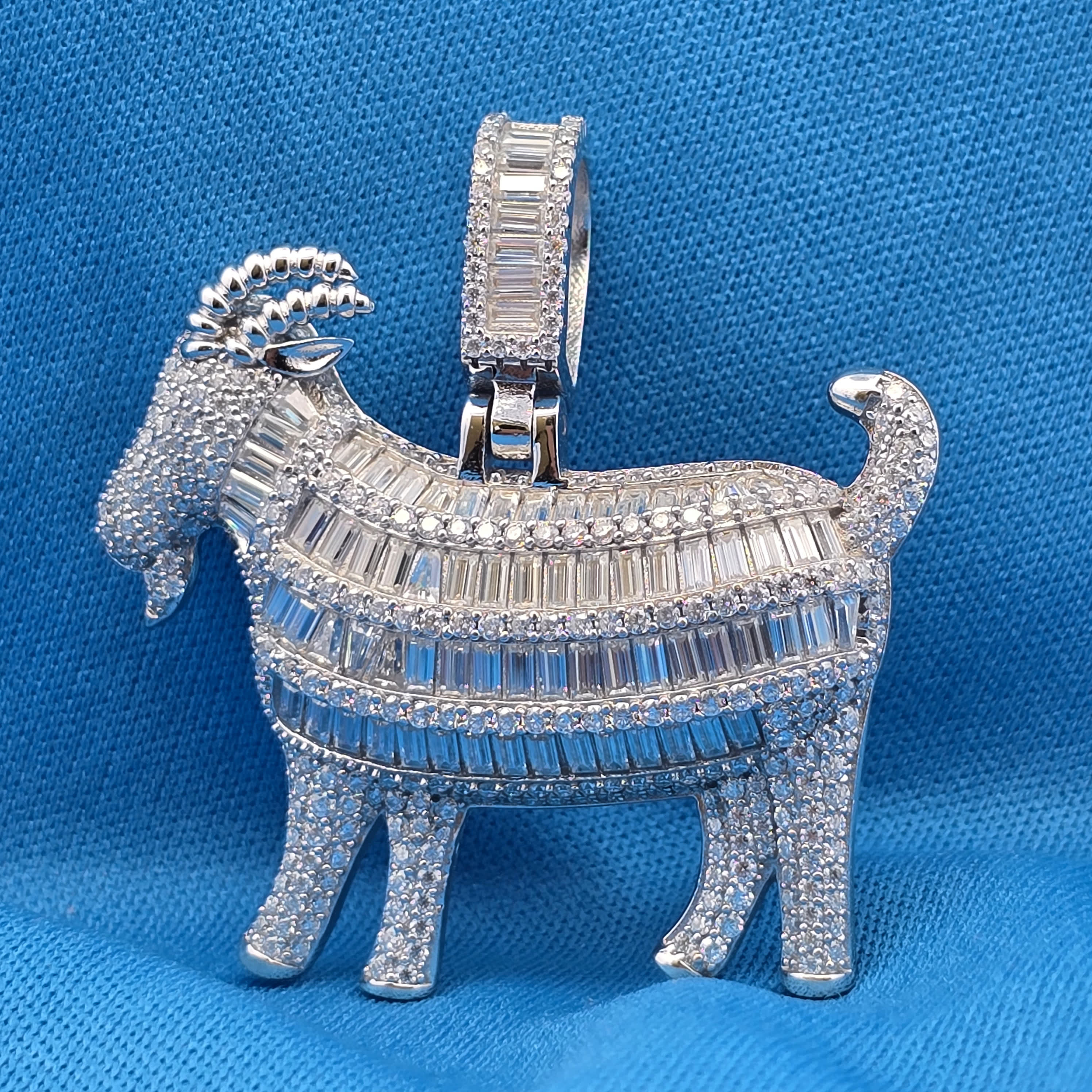 Moissanite 10.18 ctw Baguette Goat Pendant