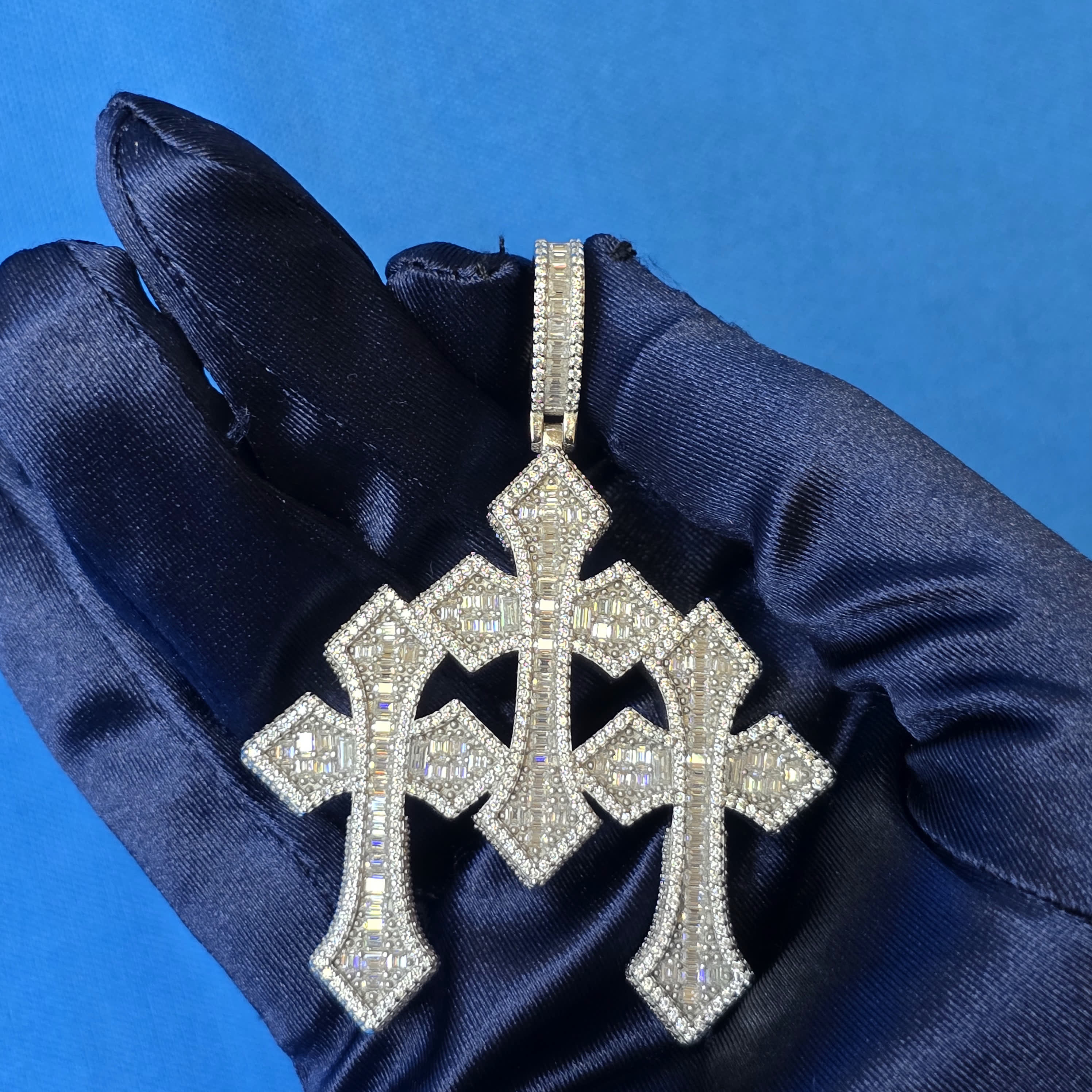 925 Sterling Silver Triple Cross Pendant