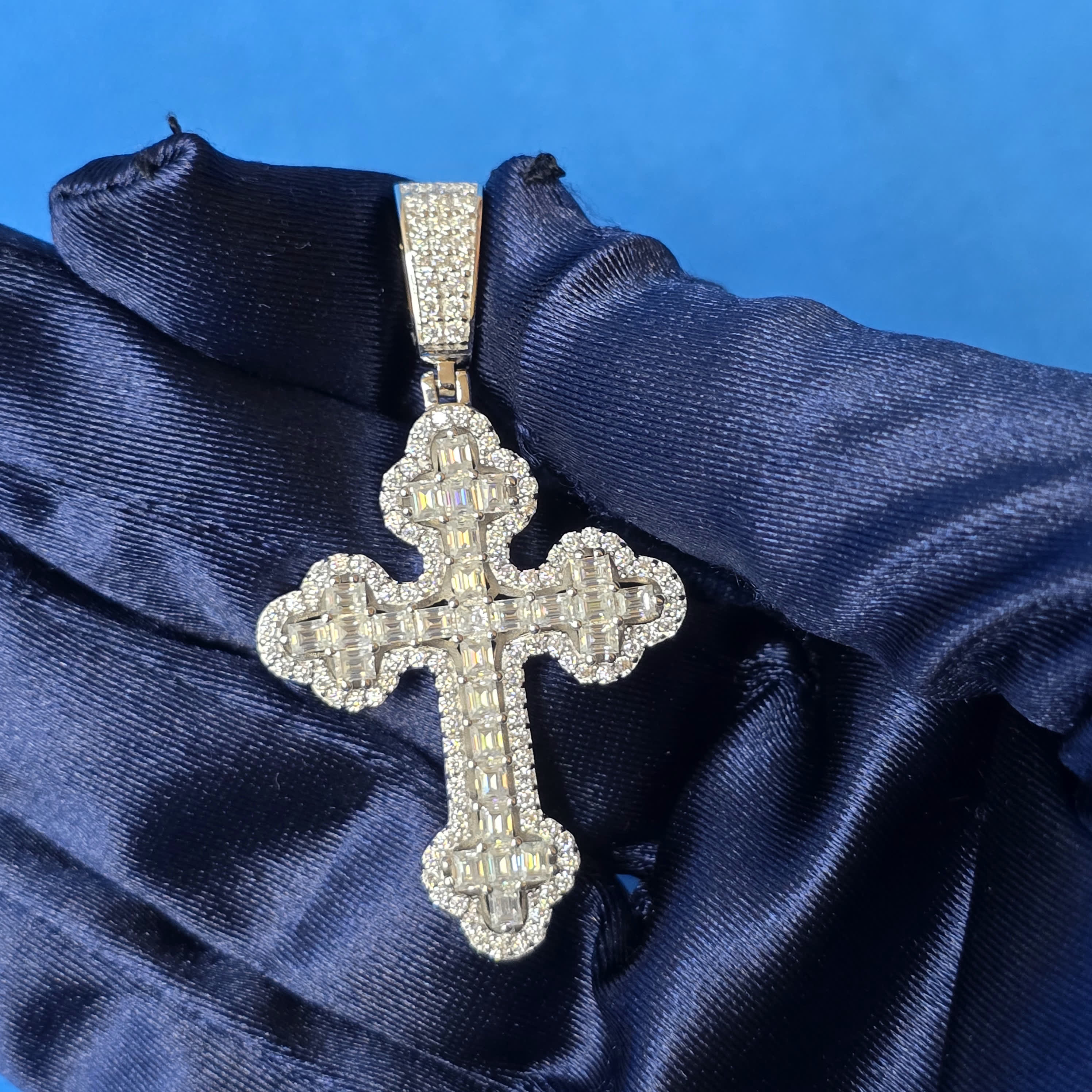 Moissanite 2.09 ctw Emerald Cross Pendant