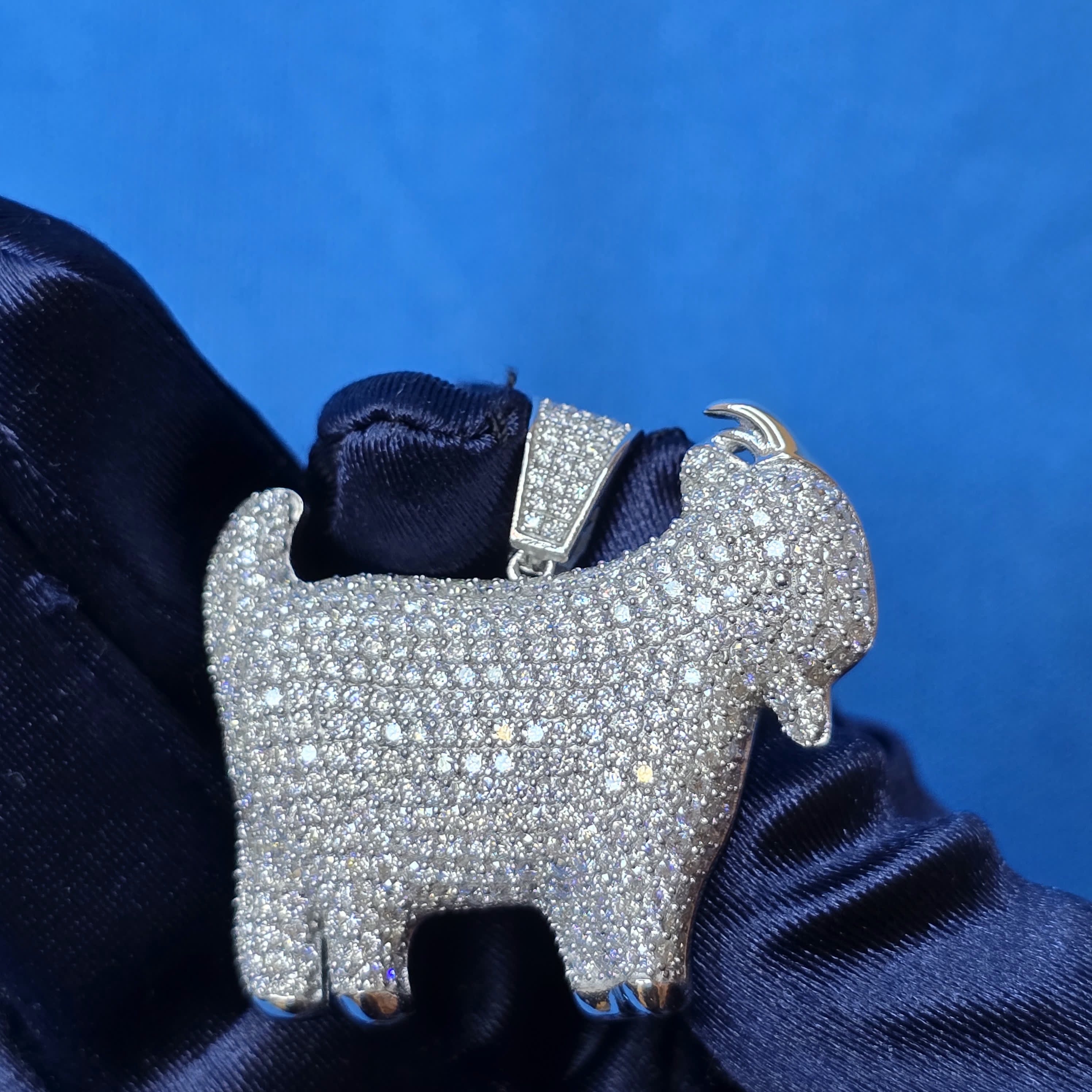 925 Sterling Silver Goat Moissanite Pendant