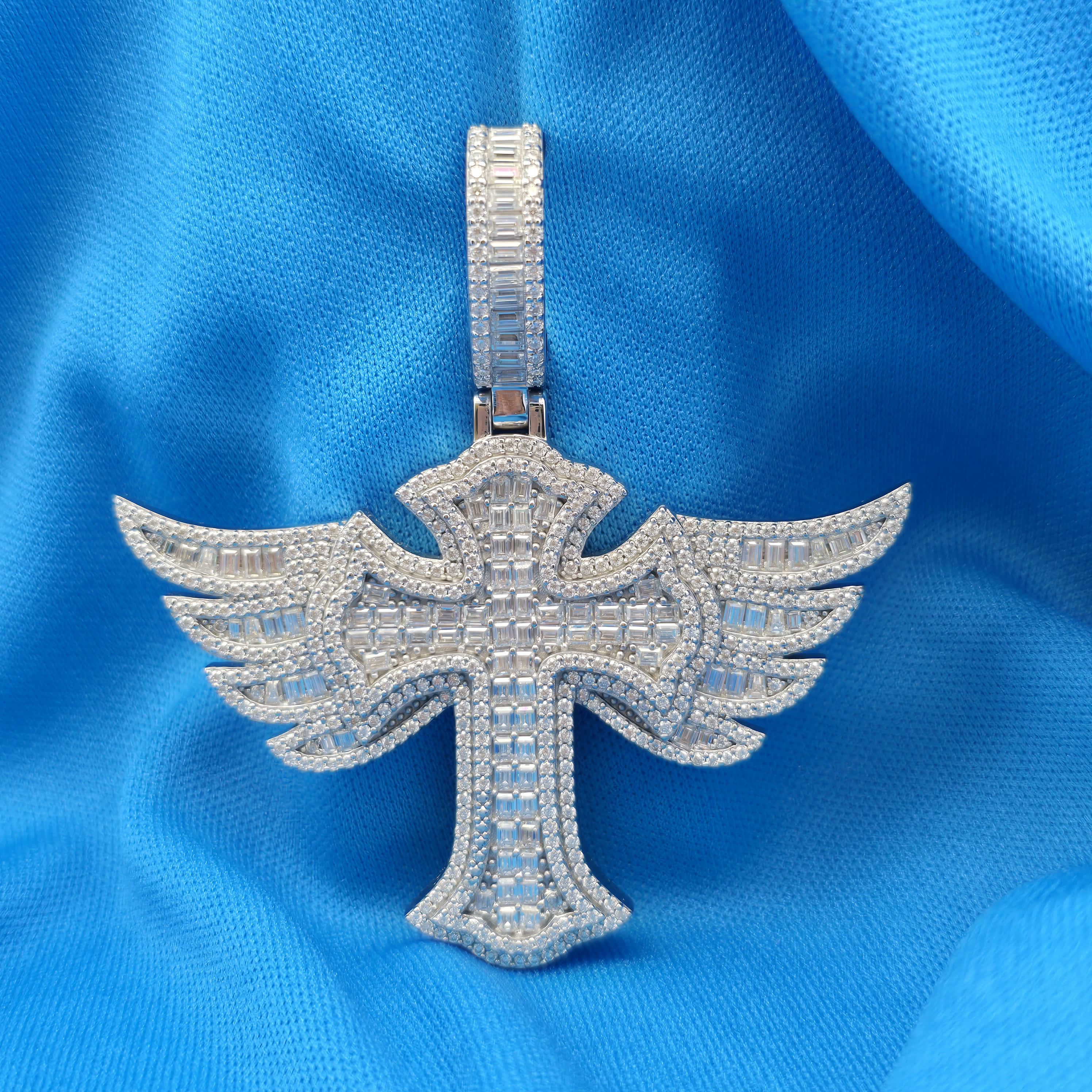 Moissanite 5.59 ctw Wing cross Pendant
