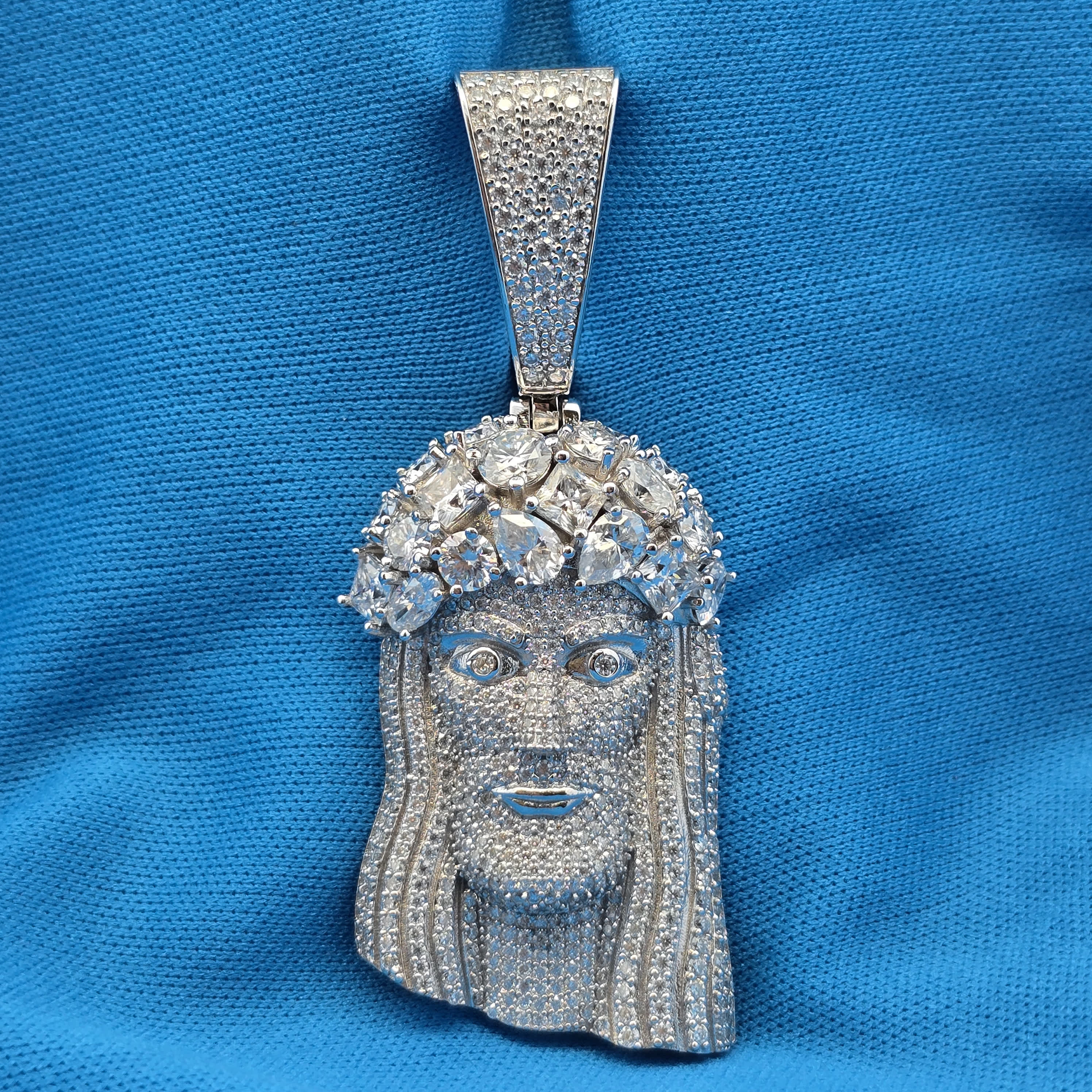 Moissanite 10.98 ctw Jesus Pendant With Solitaires