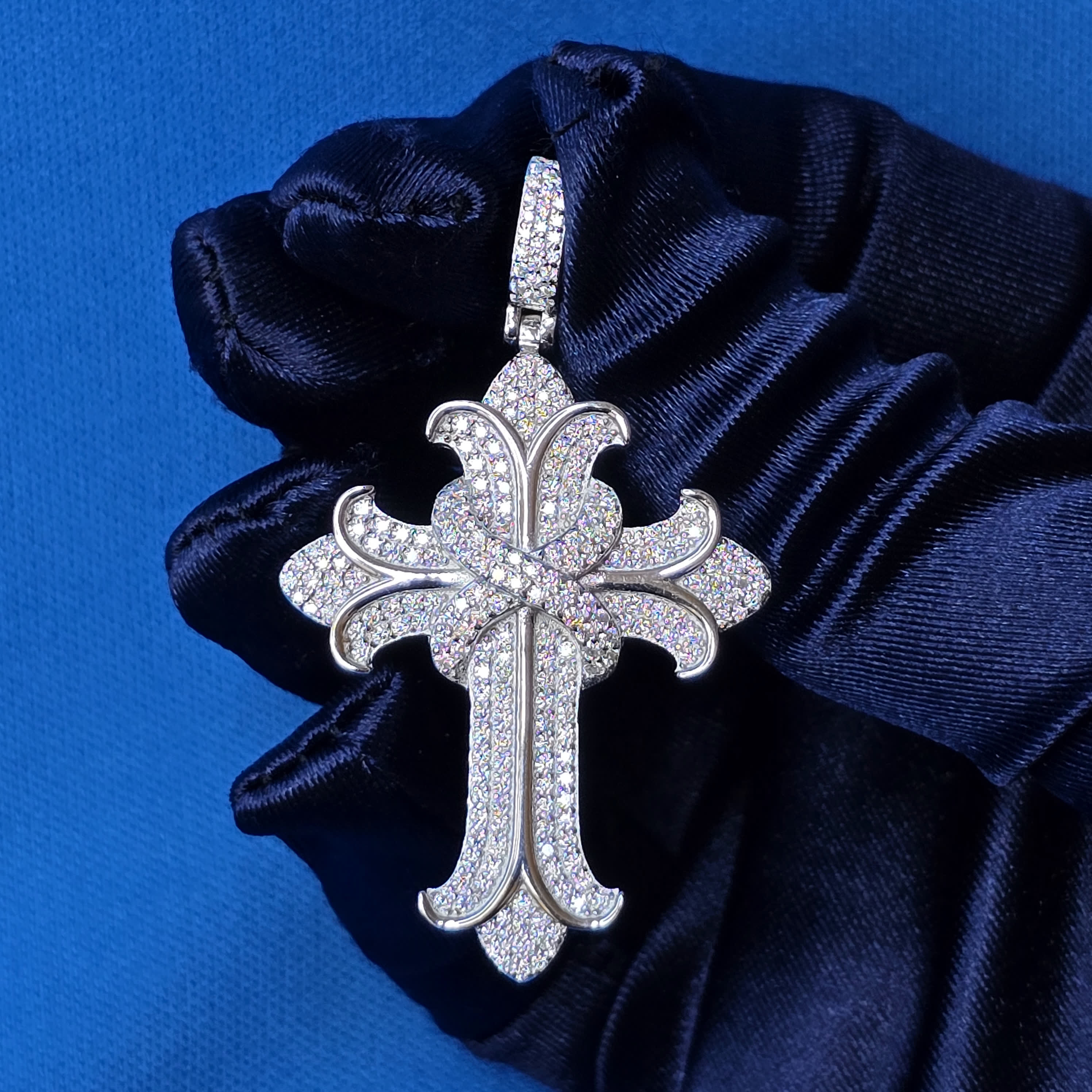 Moissanite 1.5 ctw Iced Gothic Cross Pendant
