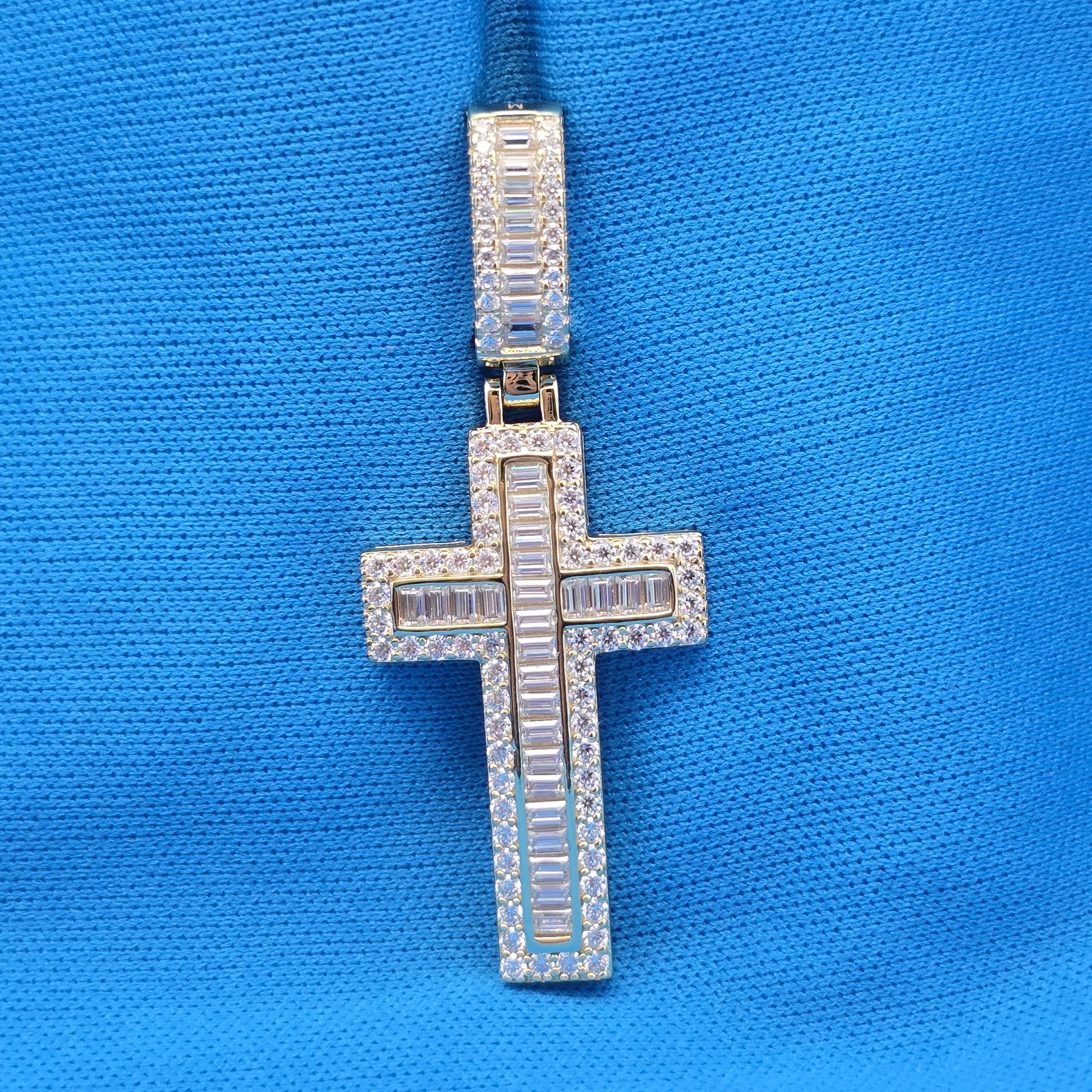 Moissanite 1.82 ctw Two Tone Cross Pendant