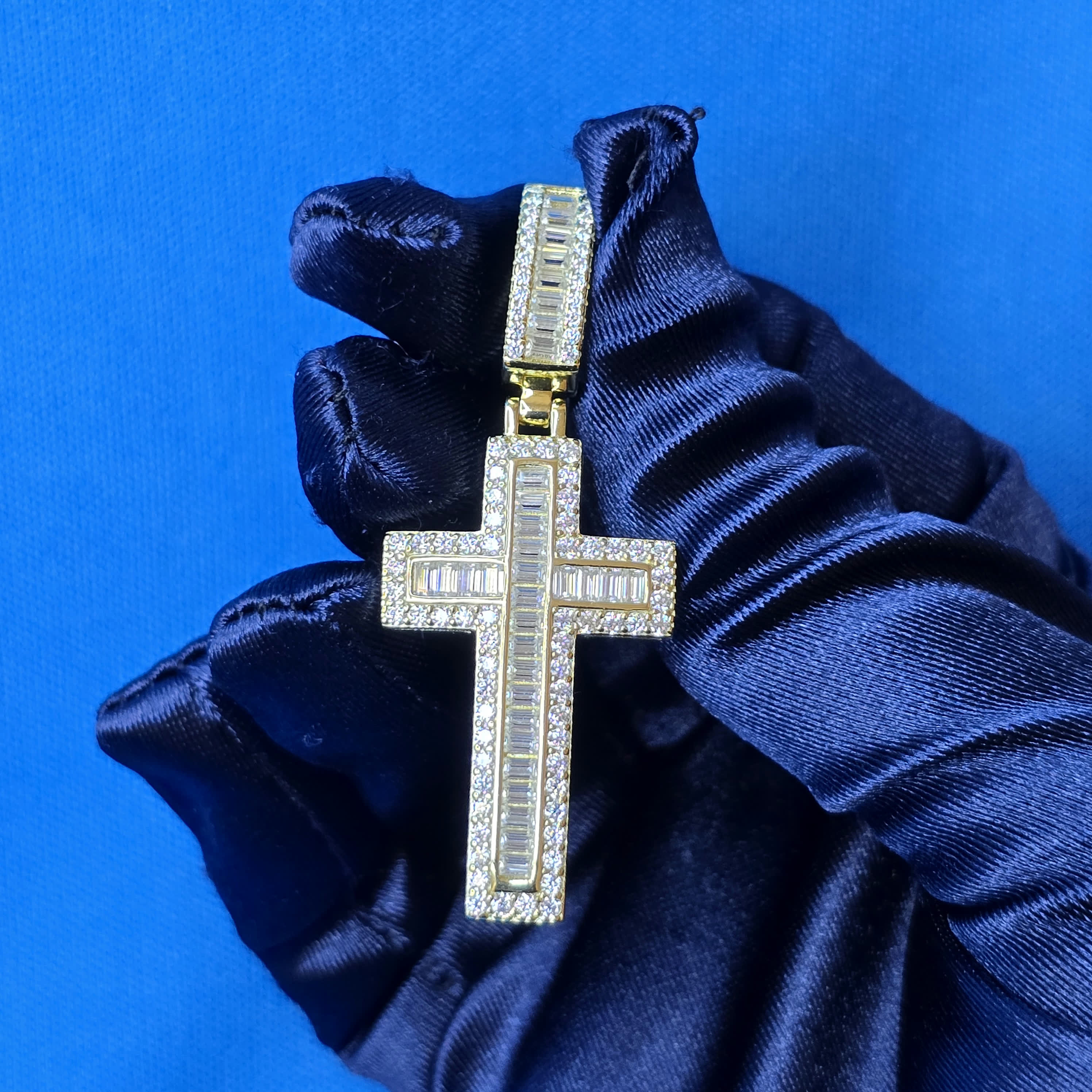 Moissanite 1.82 ctw Two Tone Diamond Cross Pendant