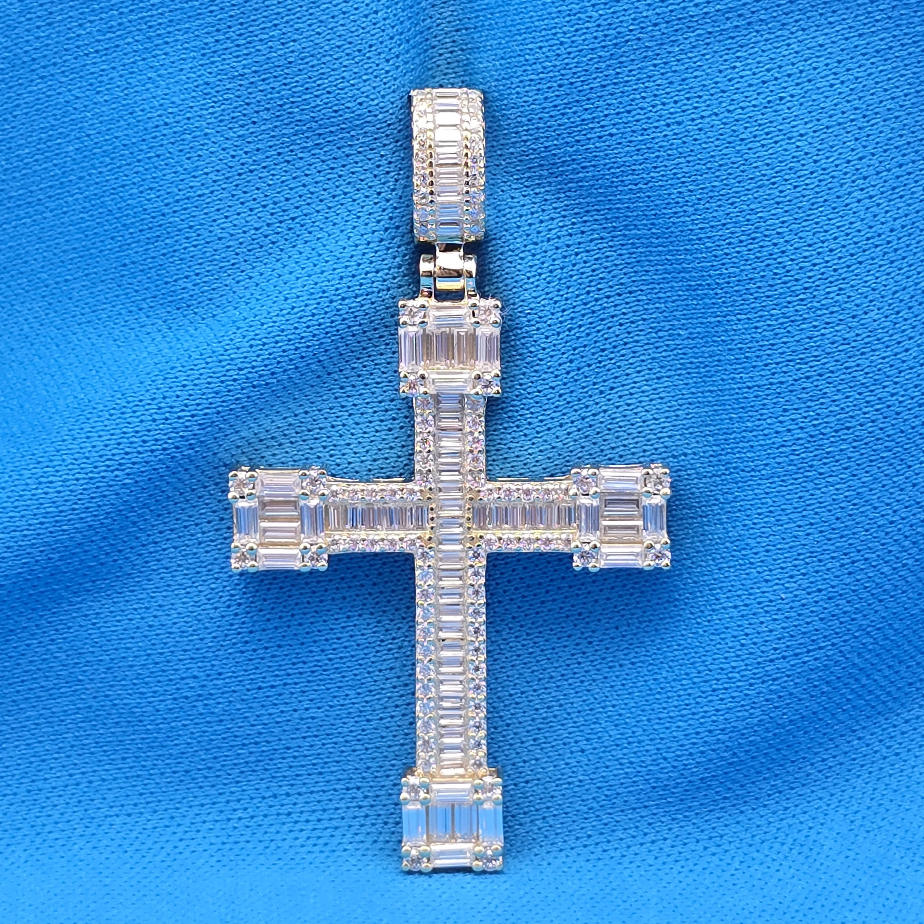 Moissanite 4.45 ctw Stunning Baguette Cross pendant