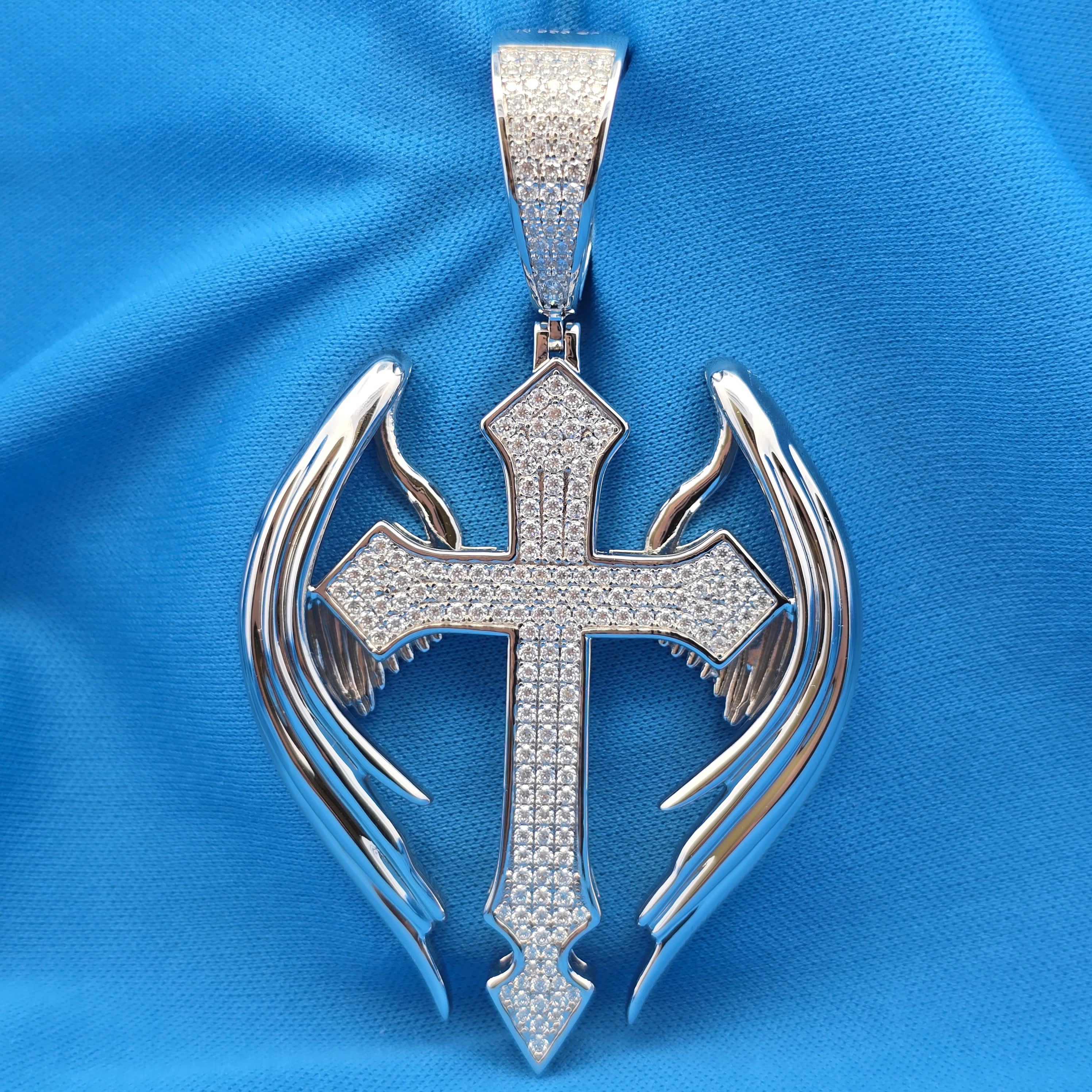 Moissanite 3.13 ctw Wings Cross Pendant