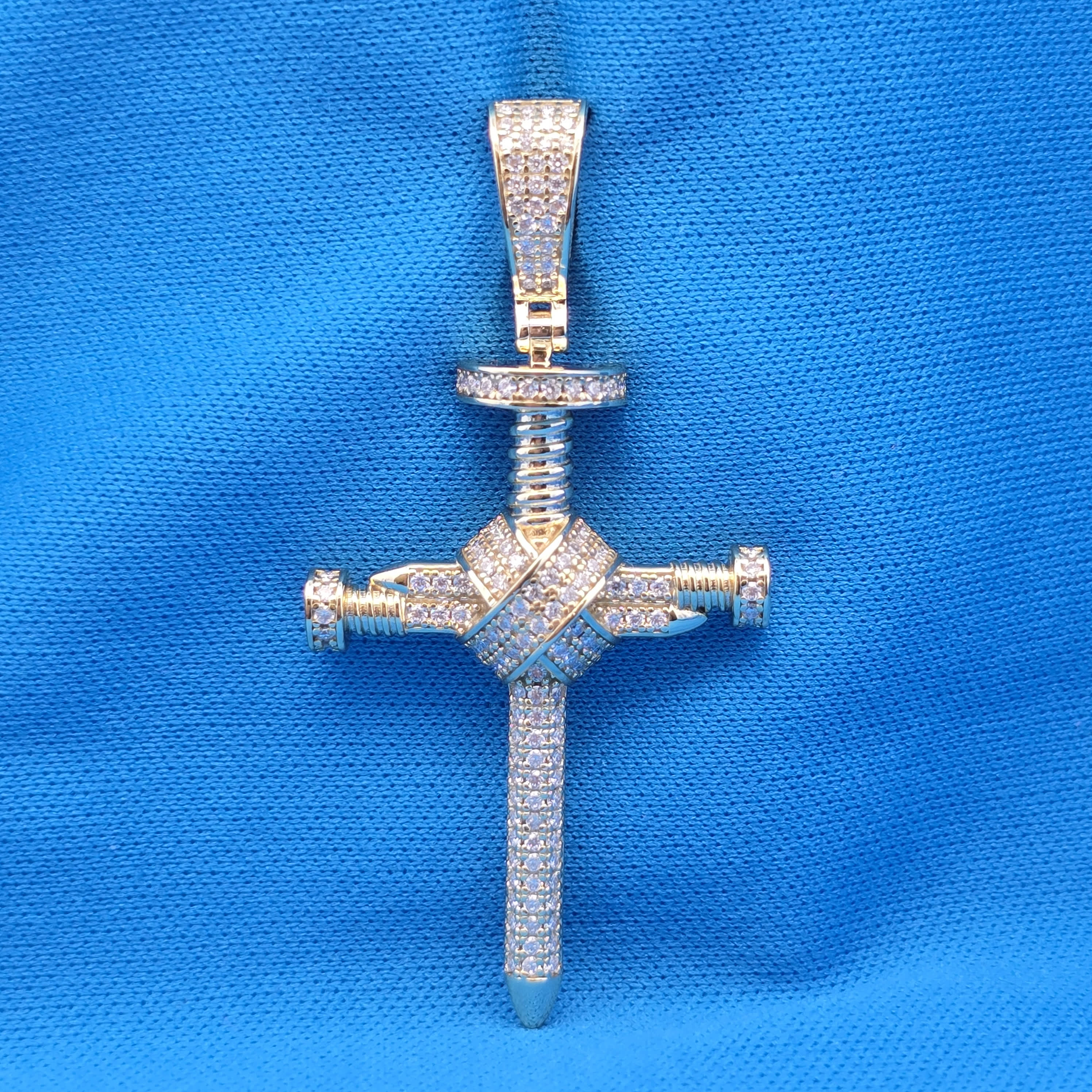 Moissanite 0.97 ctw Screw Nail Cross Pendant