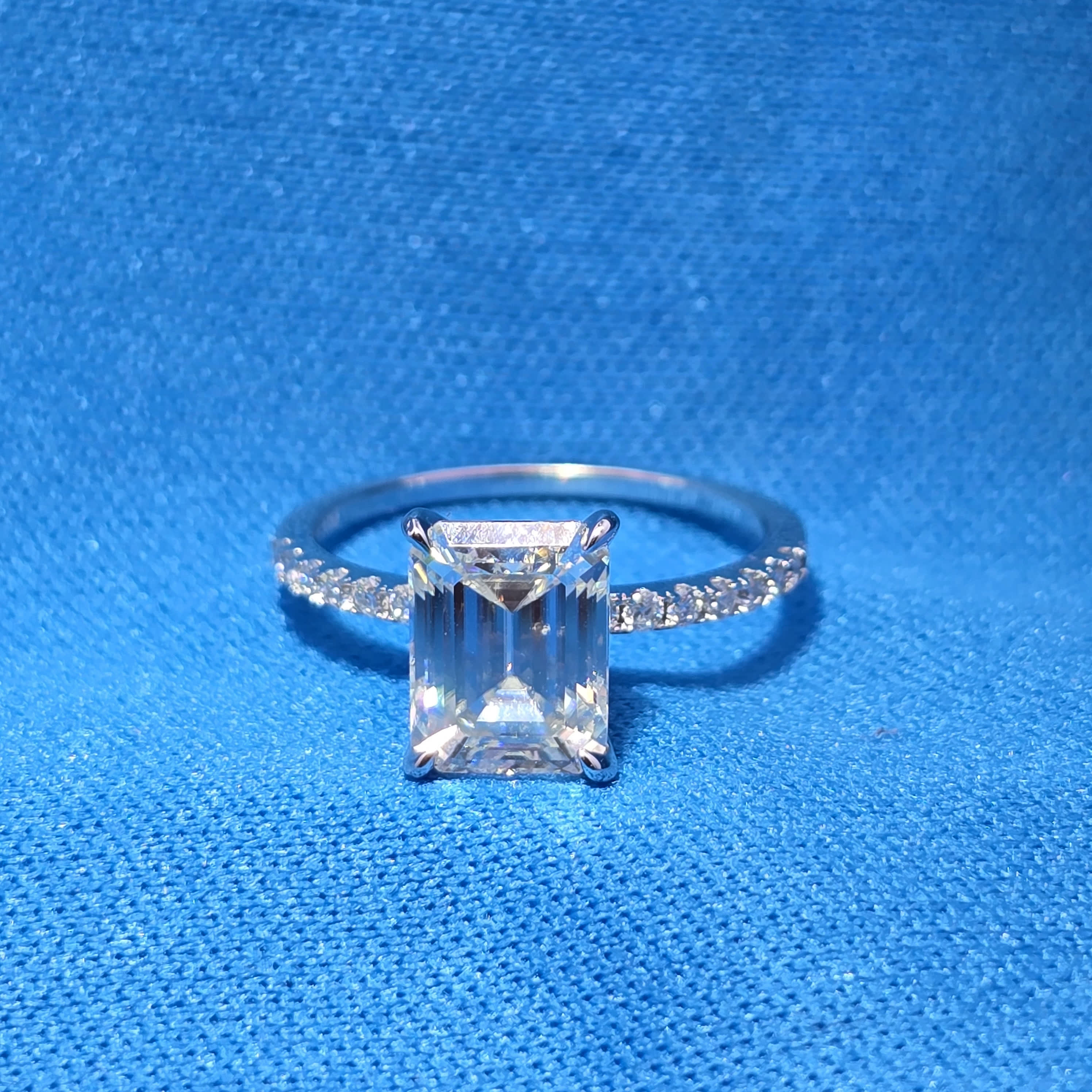 Moissanite 3.28 ctw Emerald Ring