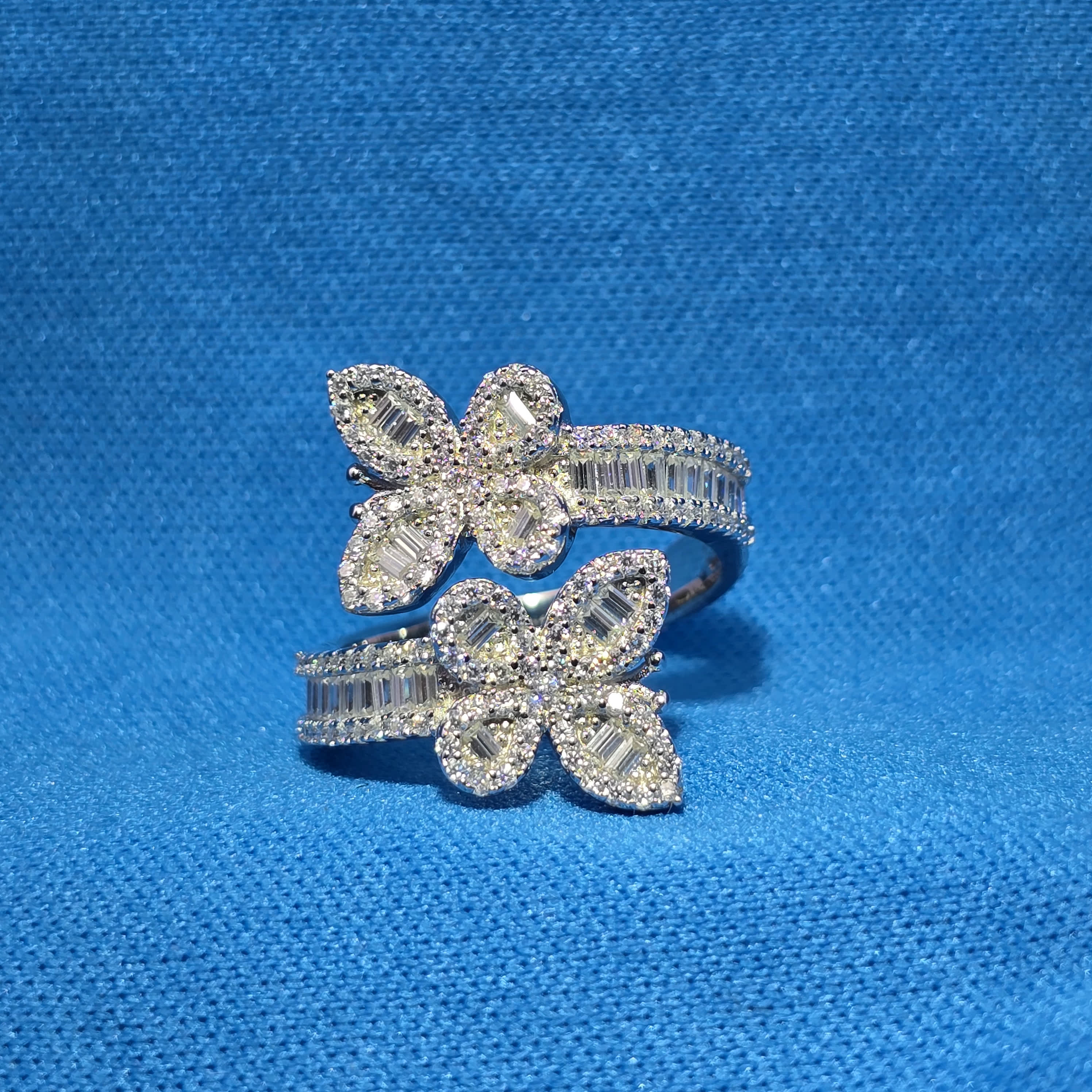 Moissanite 1.40 ctw V2 Cuff Butterfly Ring