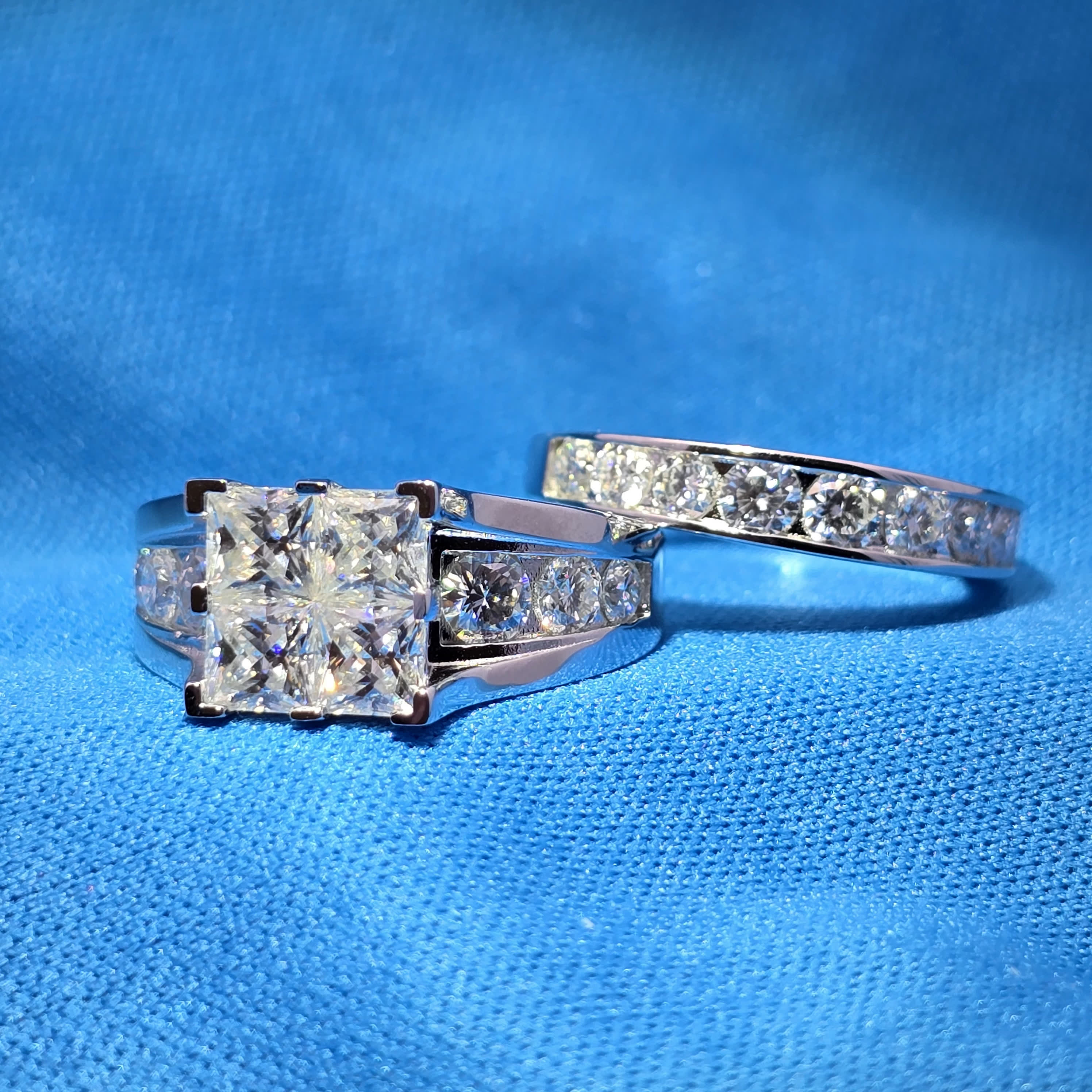 Moissanite 2.05 ctw Prince Cut Ring with Band