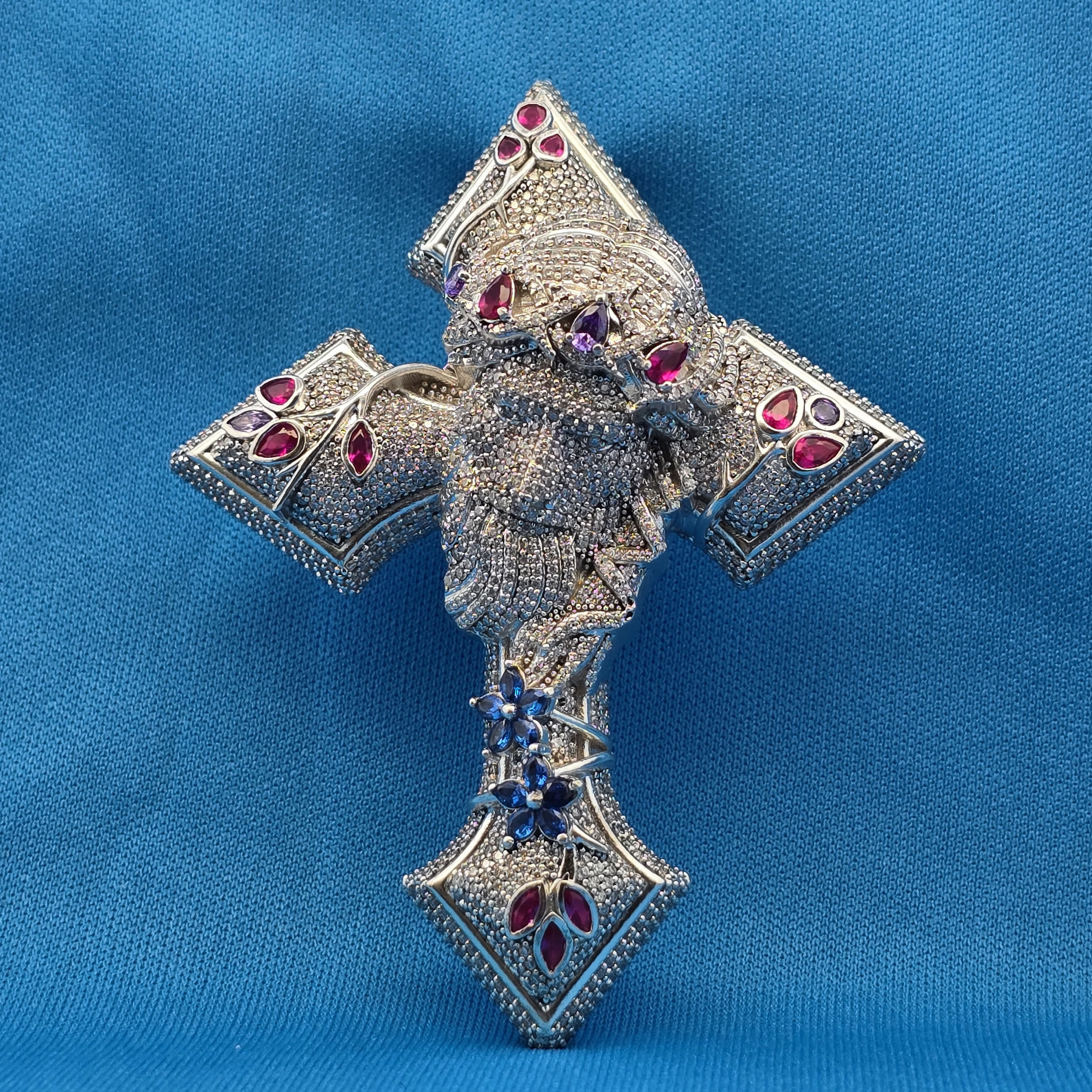 Moissanite 7.40 ctw Jesus Face Cross Pendant