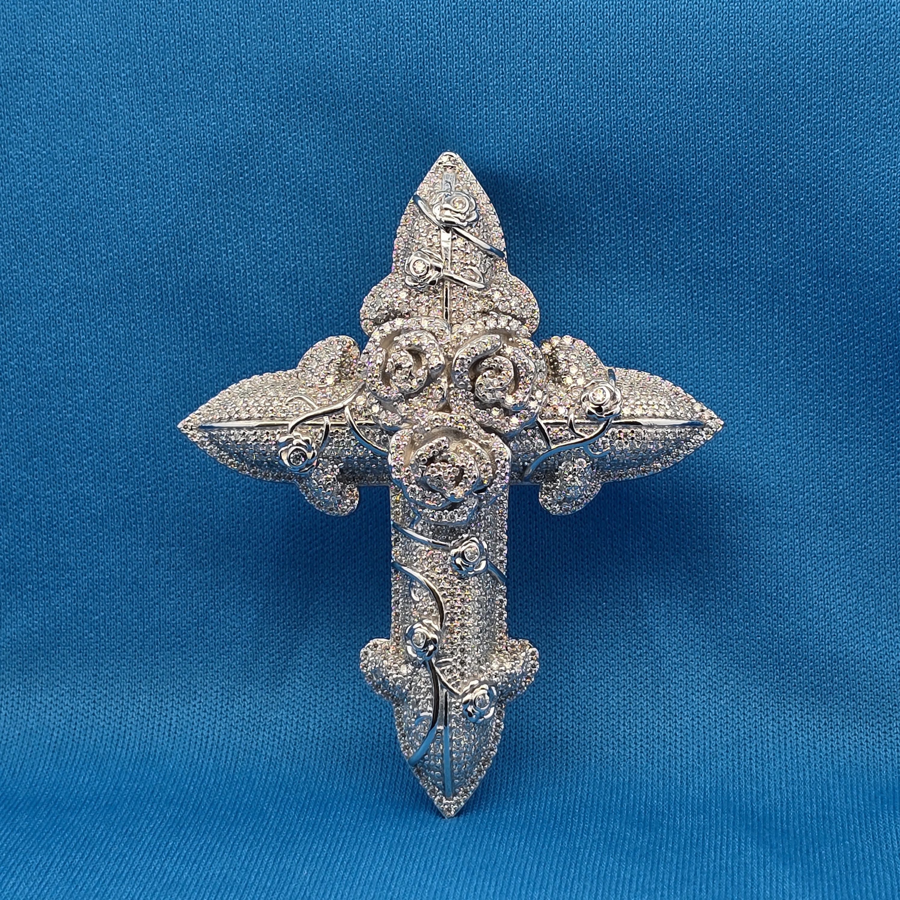 Moissanite 31.52 ctw Rose Flower Jesus Pendant