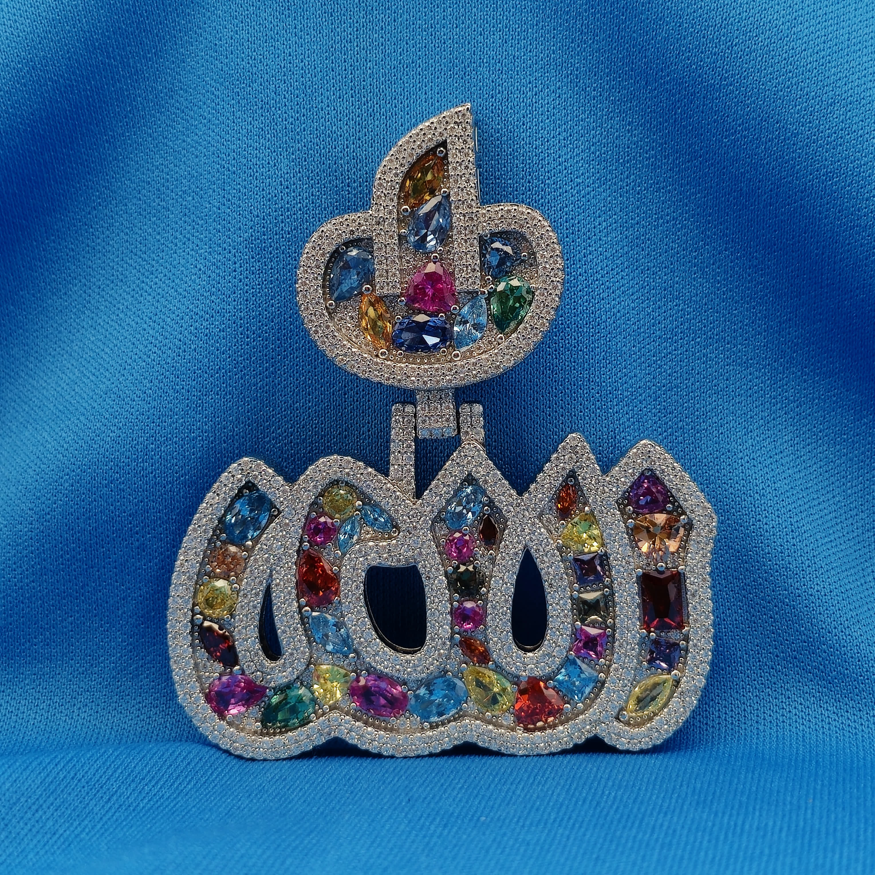 Moissanite 4.42 ctw Fancy Cut Color Allah Pendant