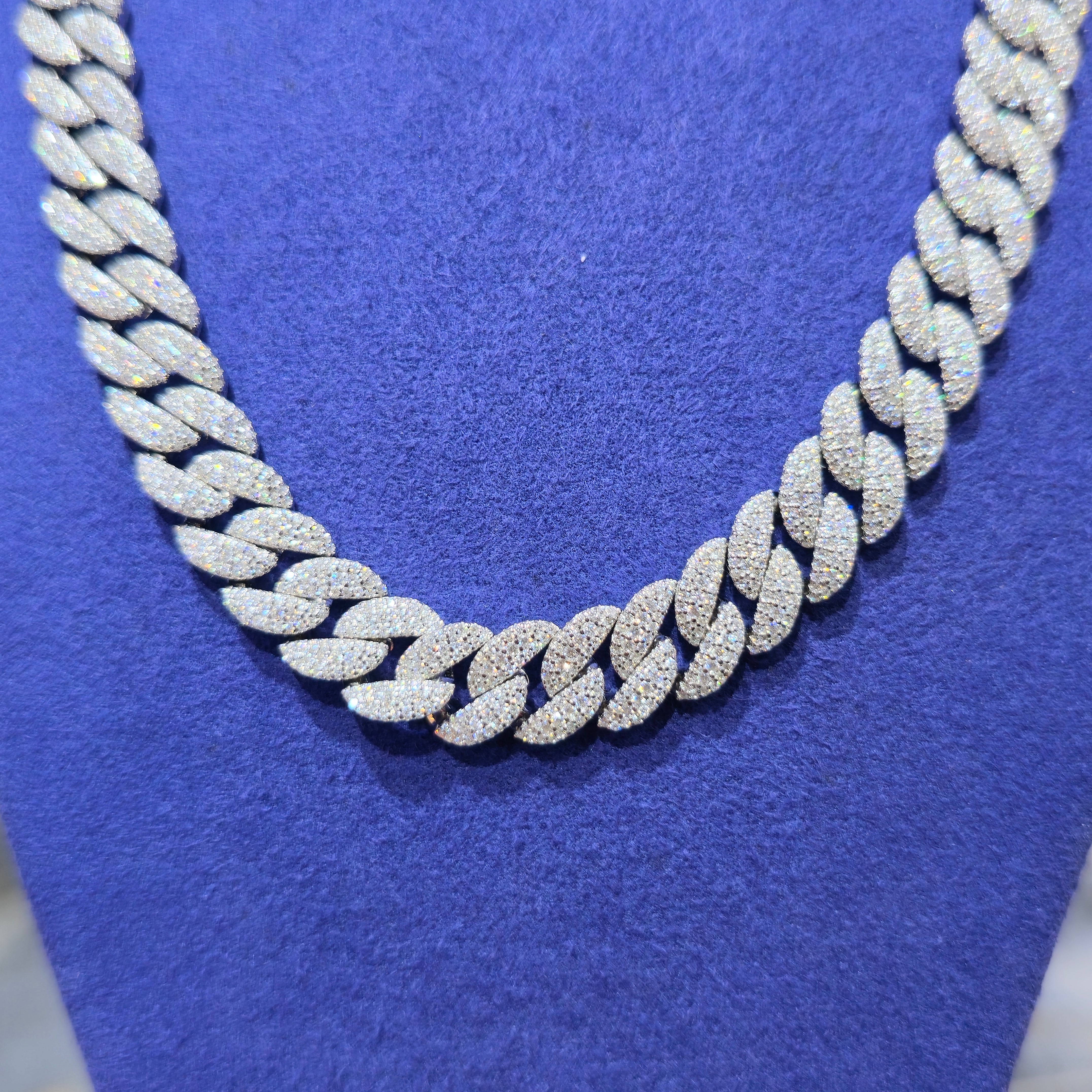 Moissanite Cuban Link Chain | 10mm & 12mm | Silver, Gold & Rose Gold