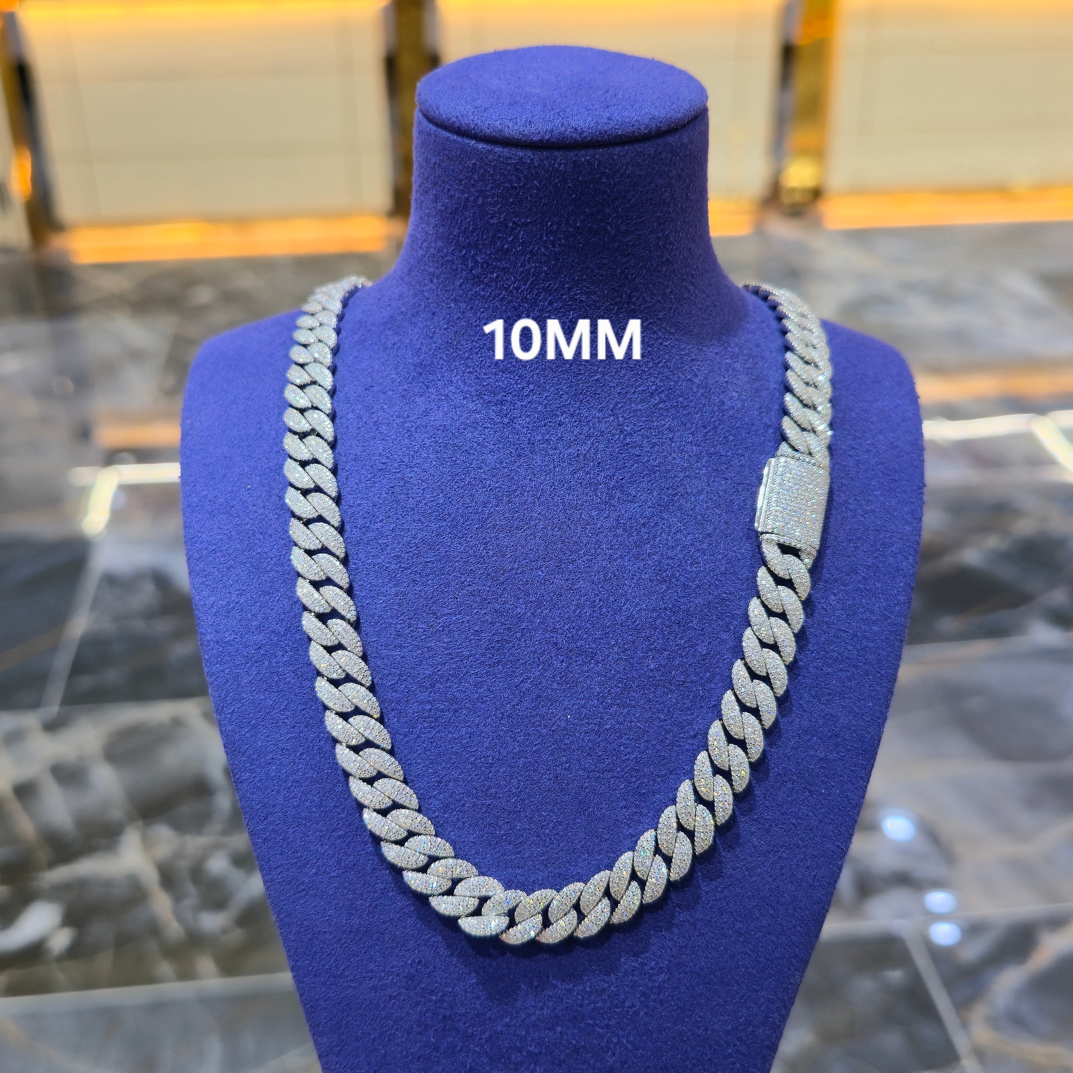 Moissanite Cuban Link Chain | 10mm & 12mm | Silver, Gold & Rose Gold