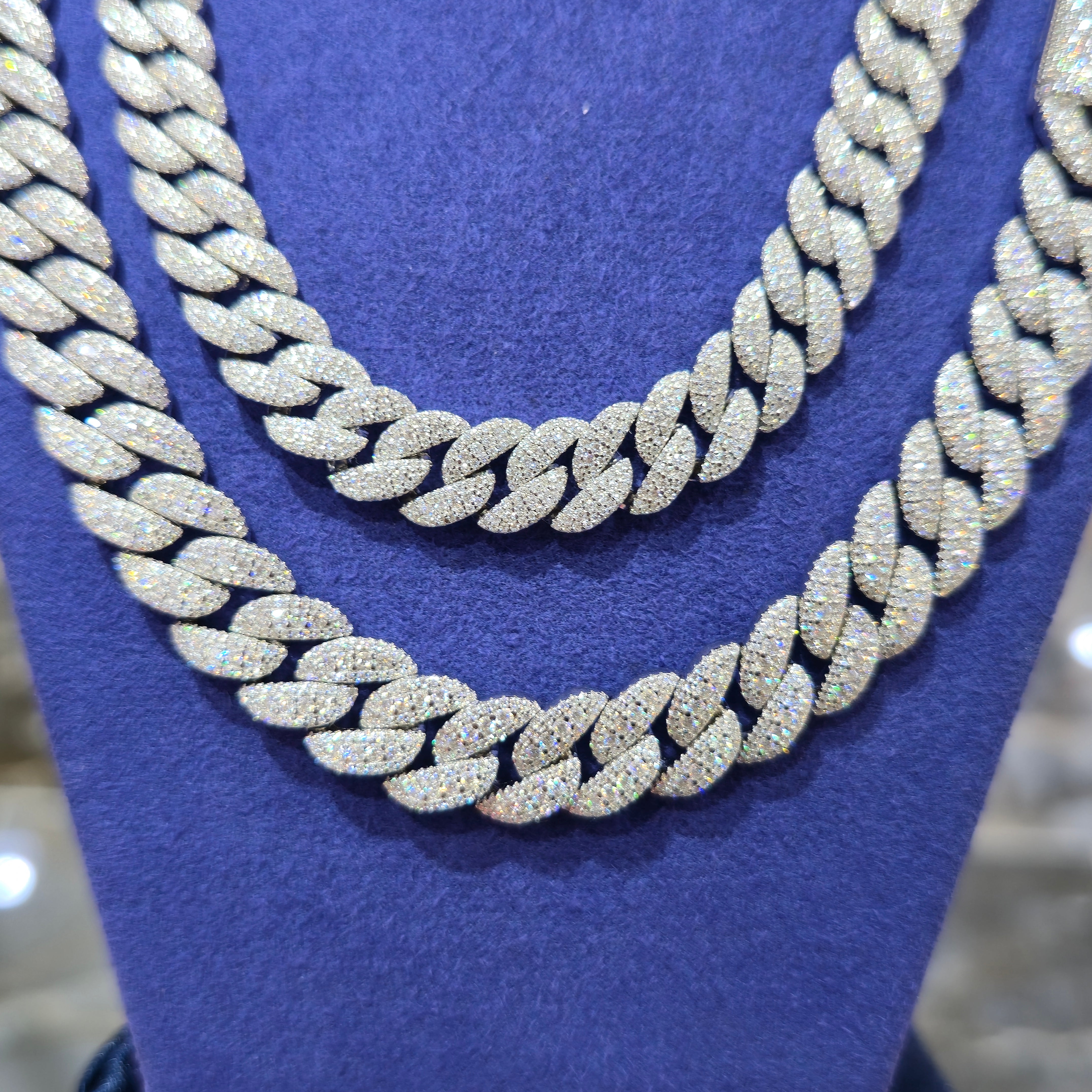 Moissanite Cuban Link Chain | 10mm & 12mm | Silver, Gold & Rose Gold
