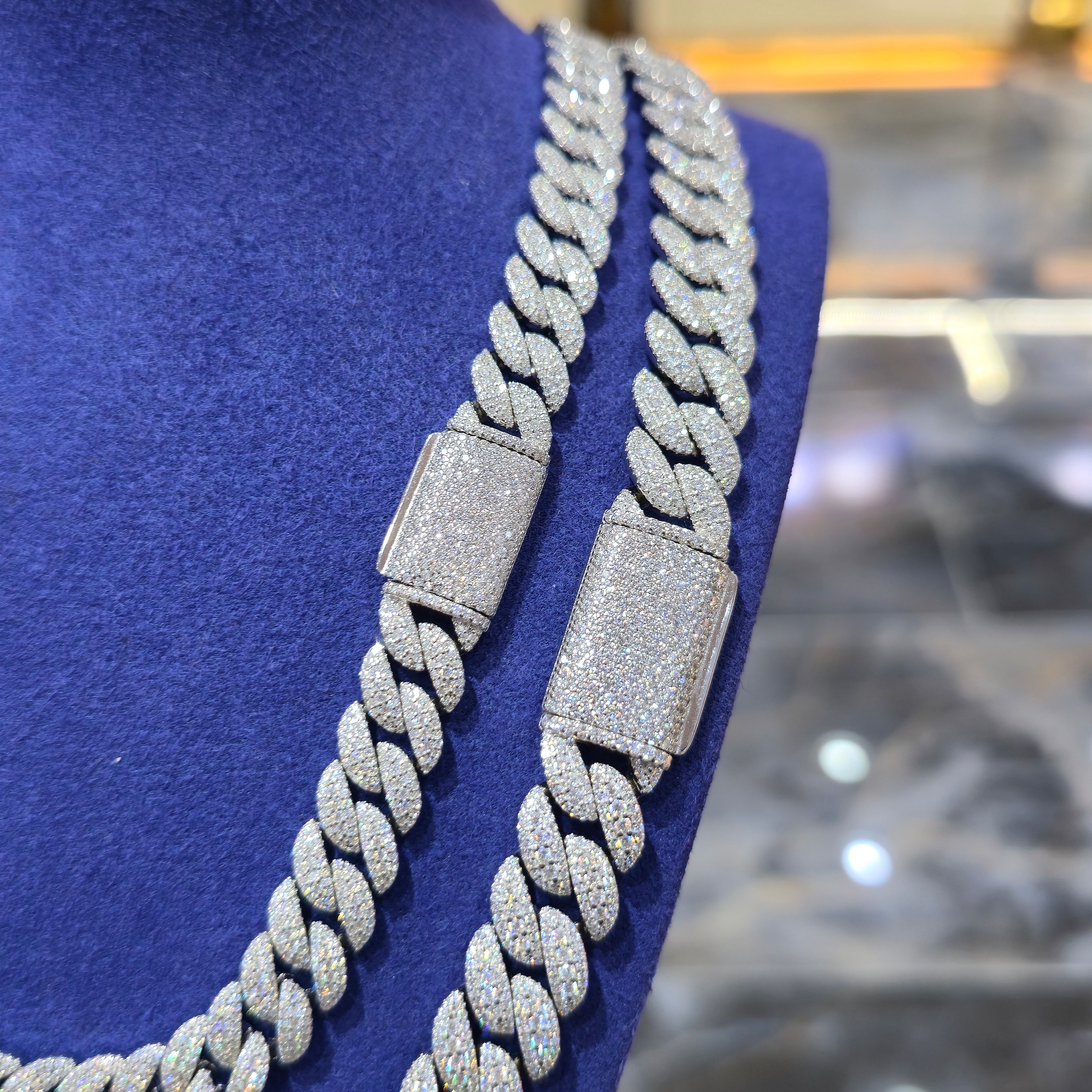 Moissanite Cuban Link Chain | 10mm & 12mm | Silver, Gold & Rose Gold