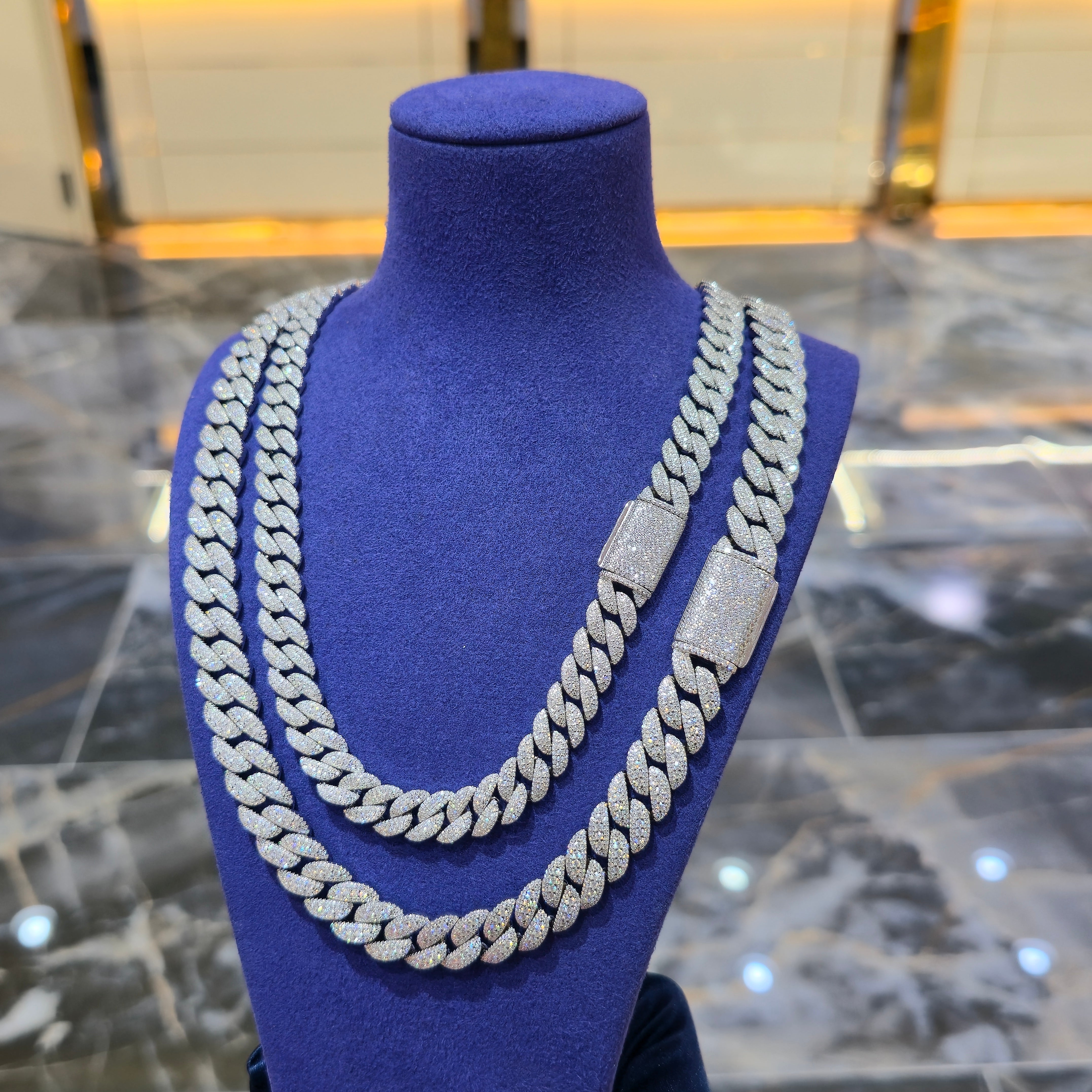 Moissanite Cuban Link Chain | 10mm & 12mm | Silver, Gold & Rose Gold