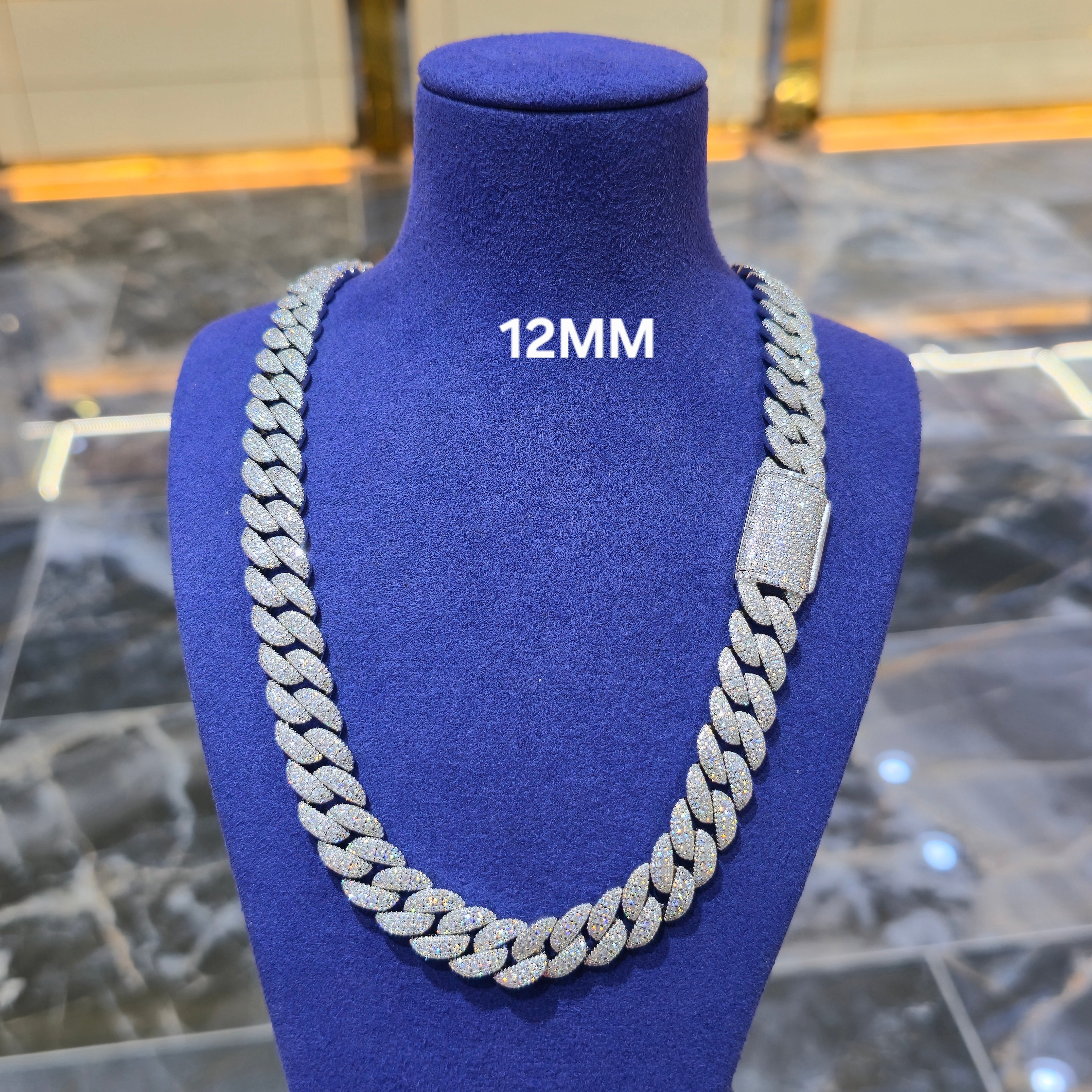 Moissanite Cuban Link Chain | 10mm & 12mm | Silver, Gold & Rose Gold