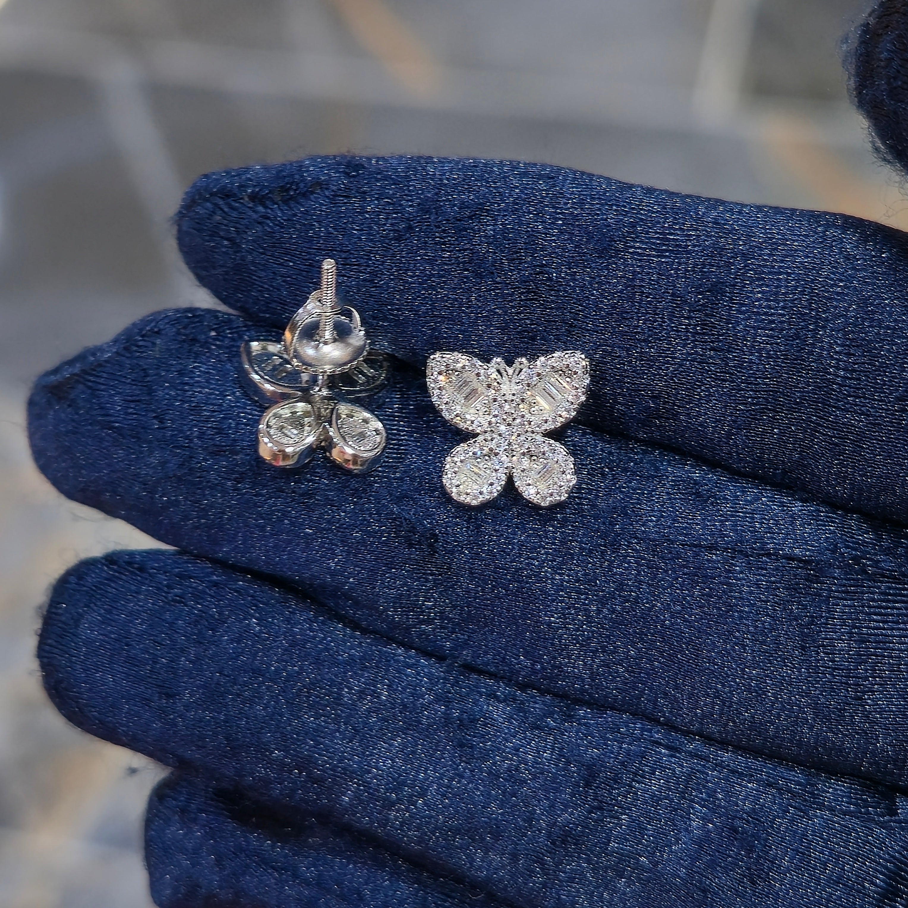 Premium VVS Moissanite Butterfly Stud Earrings | 925 Sterling Silver