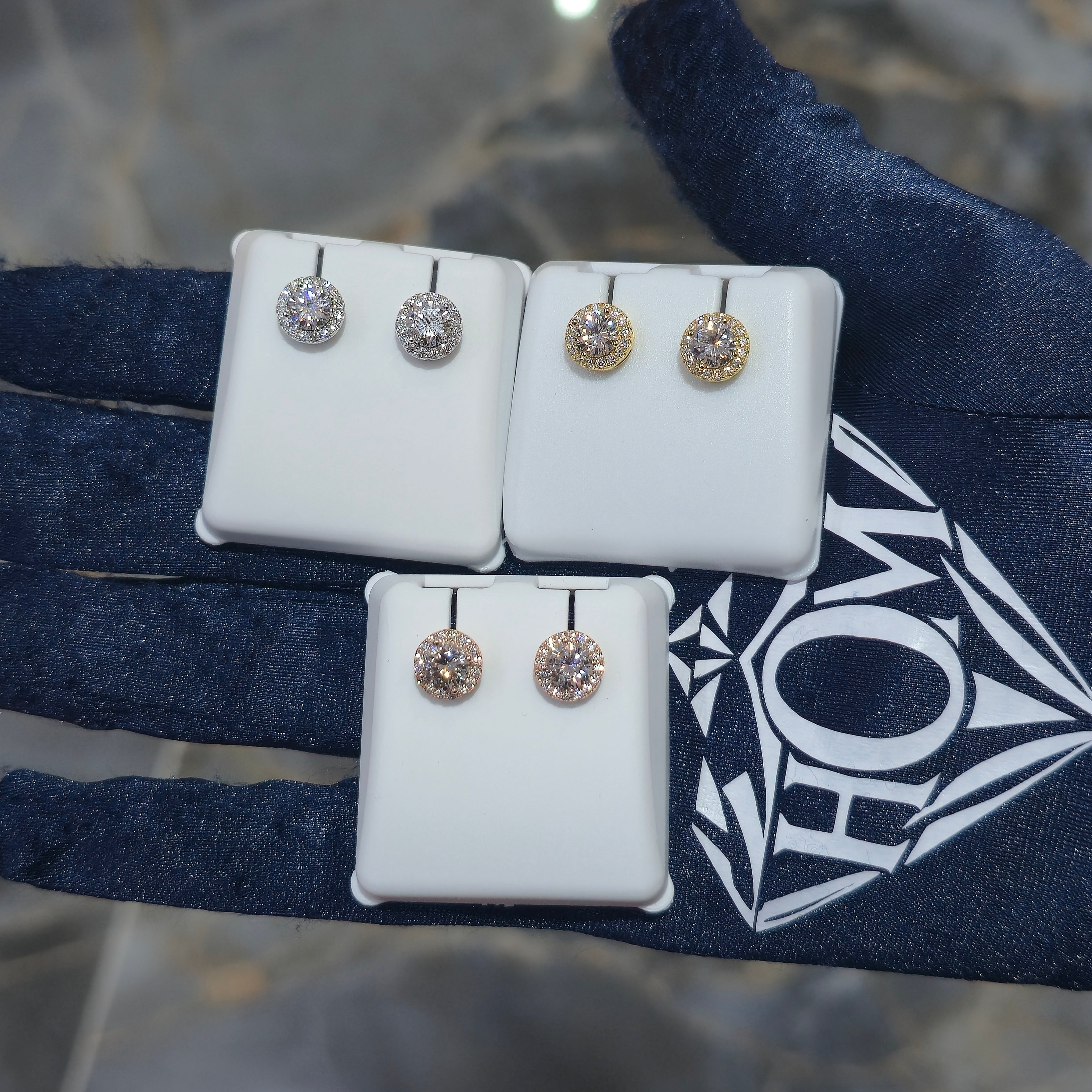 Premium VVS Moissanite Round Halo Stud Earrings
