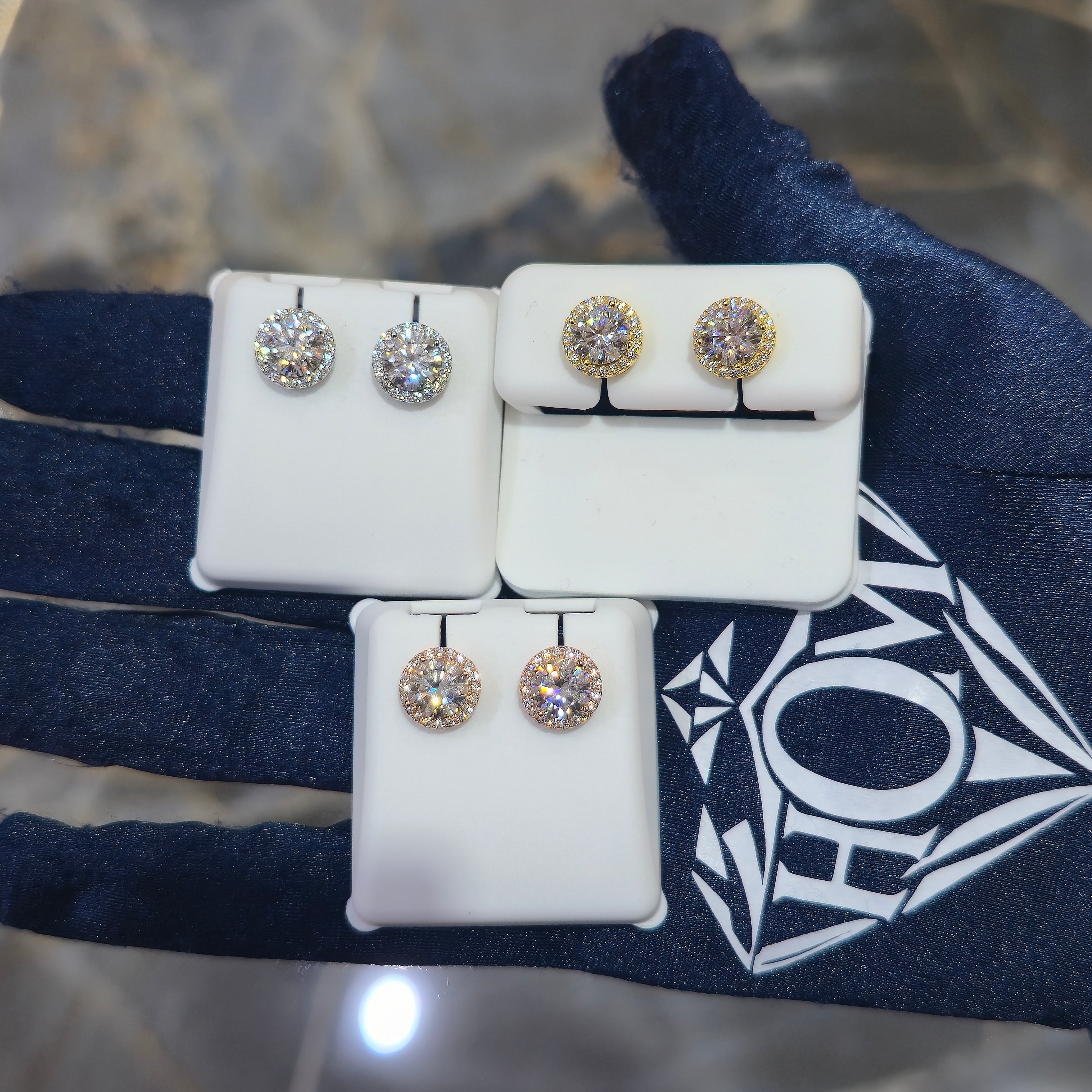 Premium VVS Moissanite Round Halo Stud Earrings