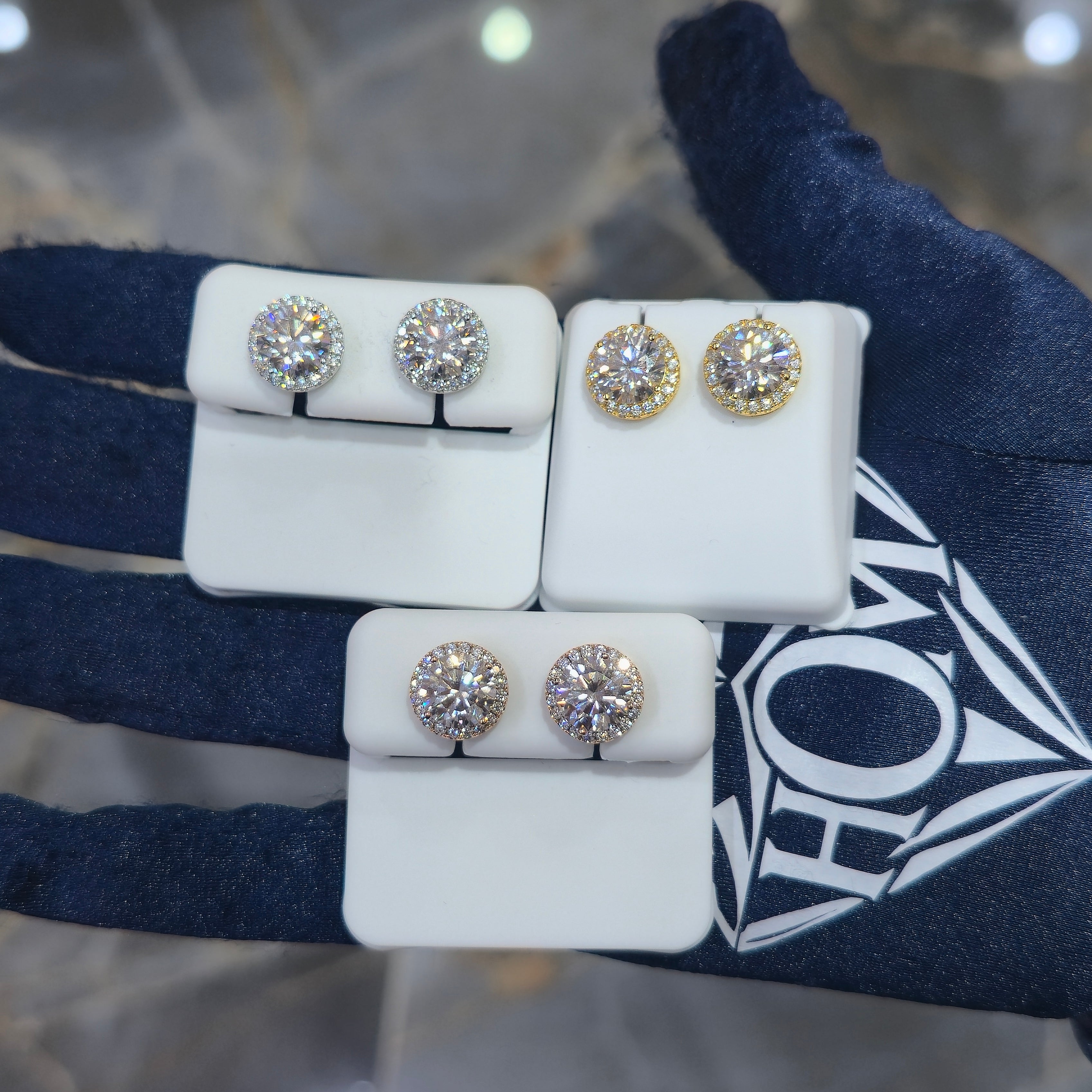 Premium VVS Moissanite Round Halo Stud Earrings
