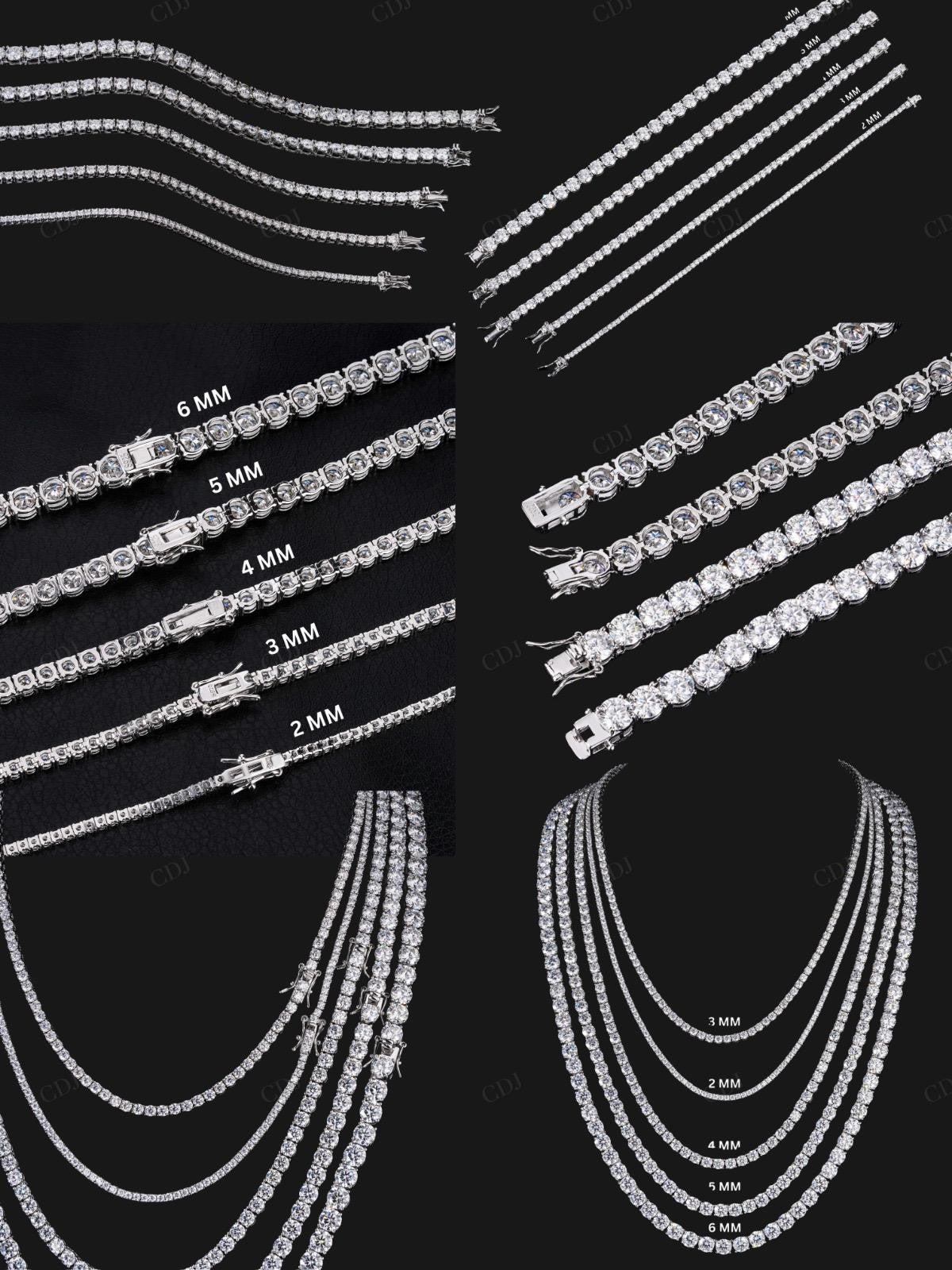 2mm–5mm VVS Moissanite Tennis Chain Necklace S925 Sterling Silver Unisex