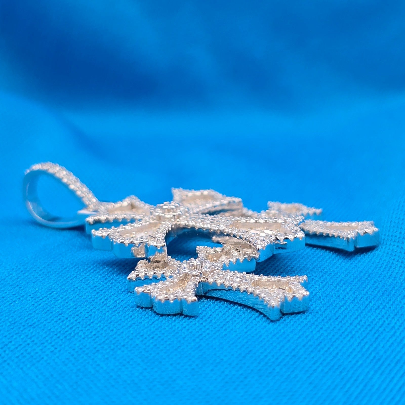 Iced Out Triple Cross Pendant 925 Sterling Silver Moissanite Baguette Hip Hop.