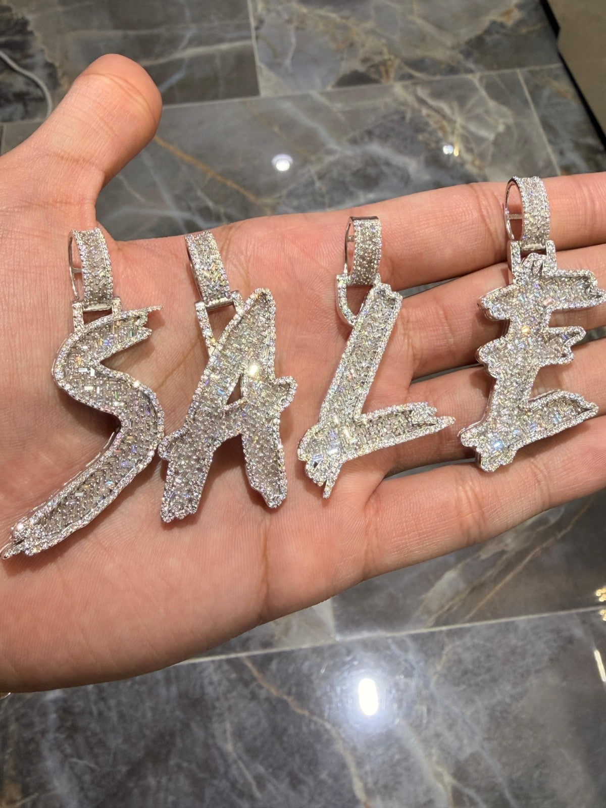 3.00 Ct  VVS Moissanite Men's Customize Initial Letter Pendant 925 Silver