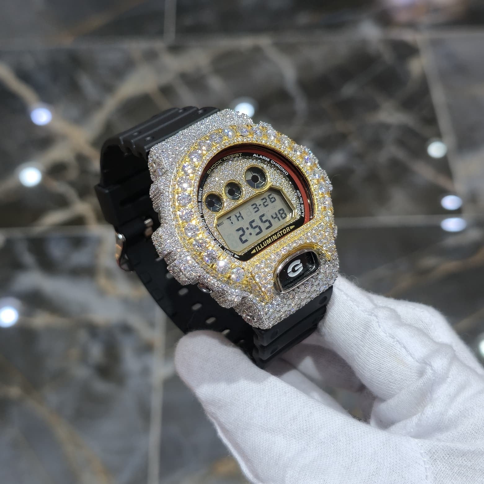 Moissanite Fully Iced Out G-SHOCK DW-6900U – VVS D Color, | Big Pointers