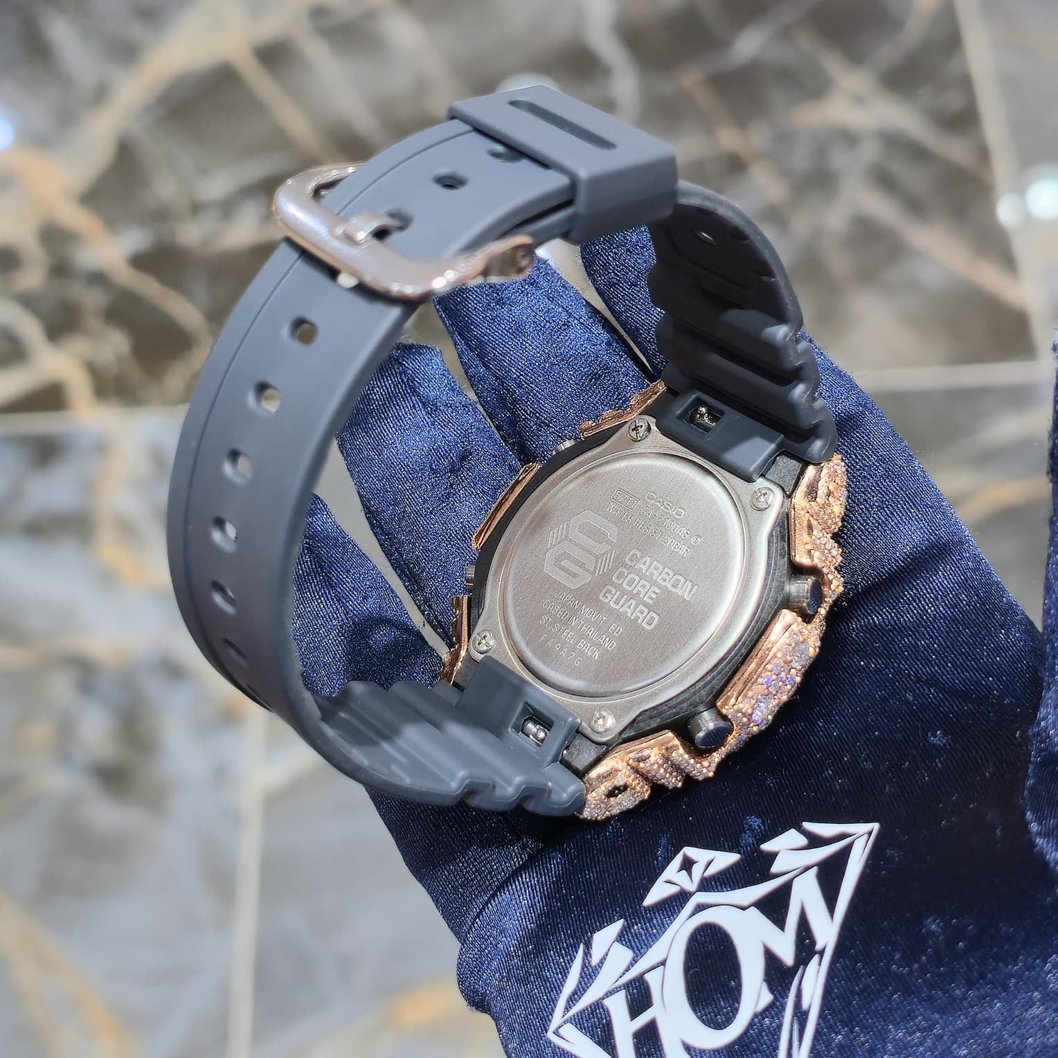 Authentic Casio G-SHOCK Custom Rose IcedOut Watch Blue Dial  | Dark Blue Band