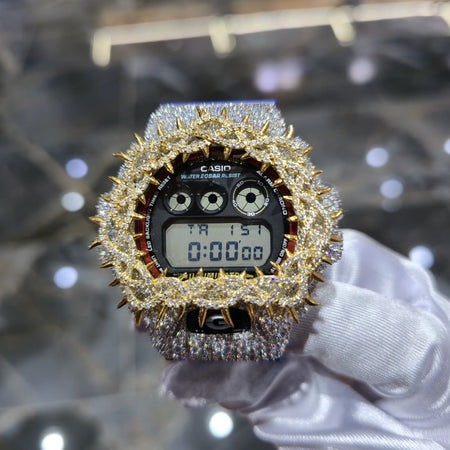 Iced Out G-Shock  Watch Authentic VVS Moissanite Barbed Wire Two Tone | HOM