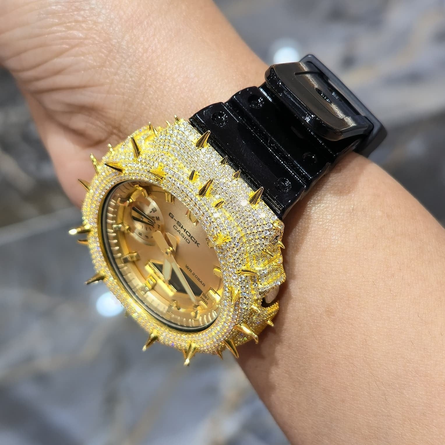 VVS Moissanite G Shock Original Watch black rubber band