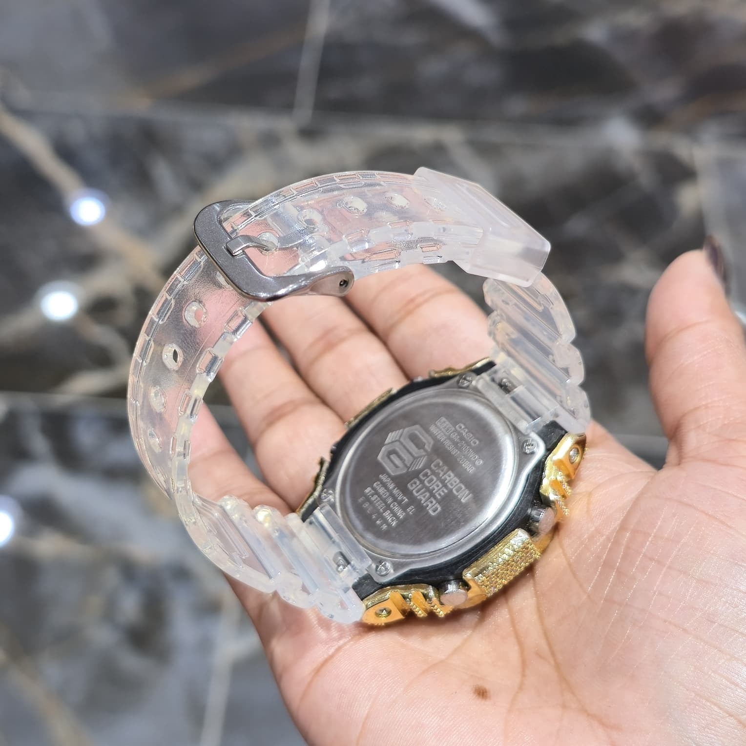 Authentic Casio G-SHOCK GA2100 Custom Iced Out – Yellow | White Dial |ClearBand