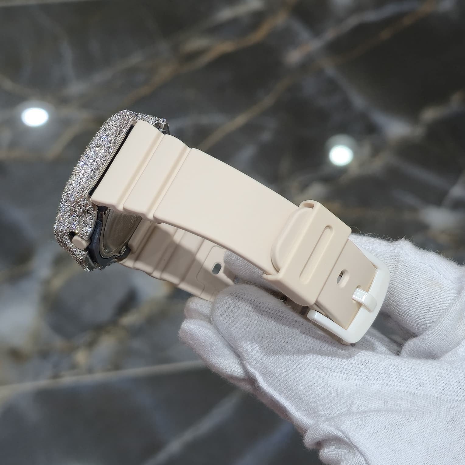 Authentic Casio G-SHOCK Custom Rose IcedOut Watch Cream Dial  | Cream/Matte Band