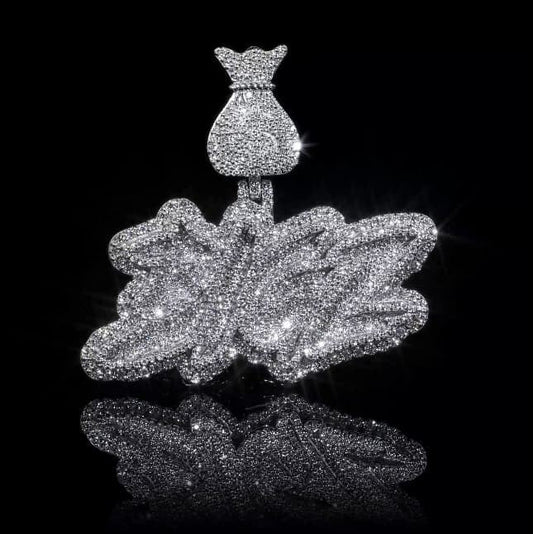 VVS Moissanite Custom Name Number Plate Pendant Men 925 Silver + Free Rope Chain