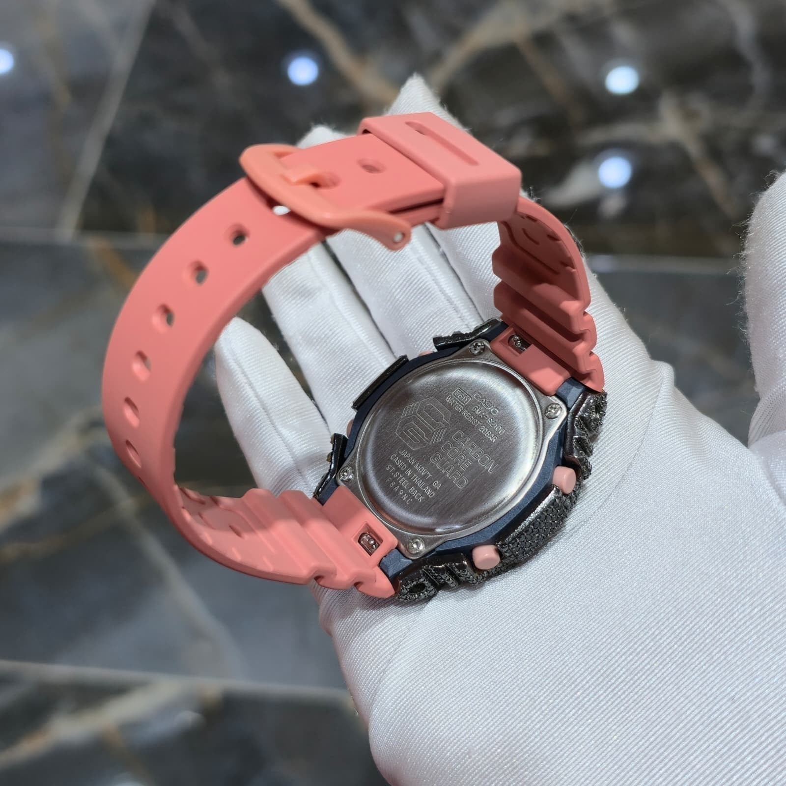 BLACK MOISSANITE Iced Out G-SHOCK GA2100 “Casioak” – PINK Dial | Pink Band