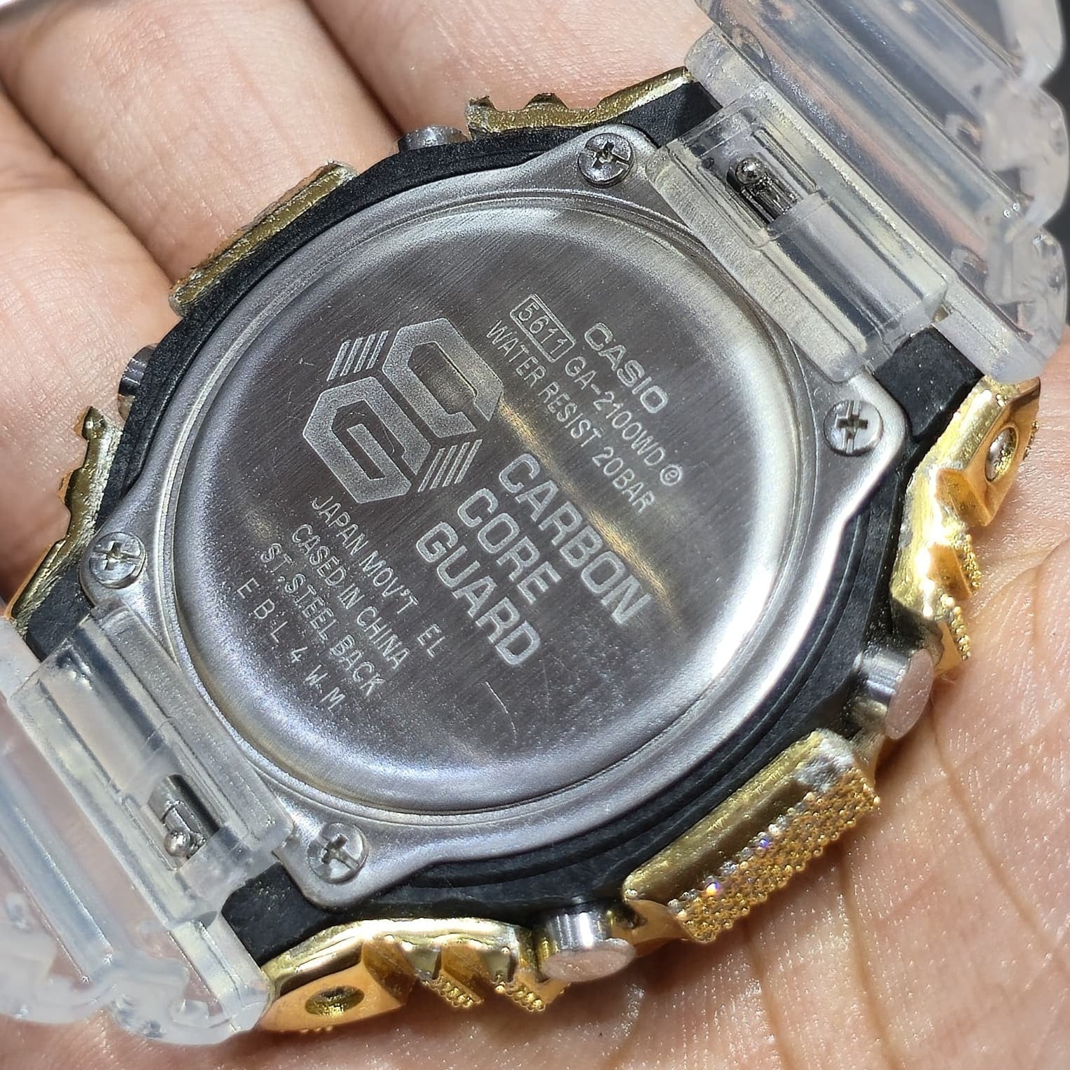 Authentic Casio G-SHOCK GA2100 Custom Iced Out – Yellow | White Dial |ClearBand