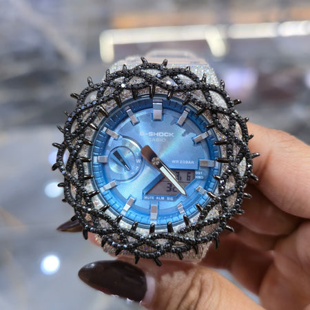 VVS Moissanite G Shock Original Watch Transparent Rubber Band