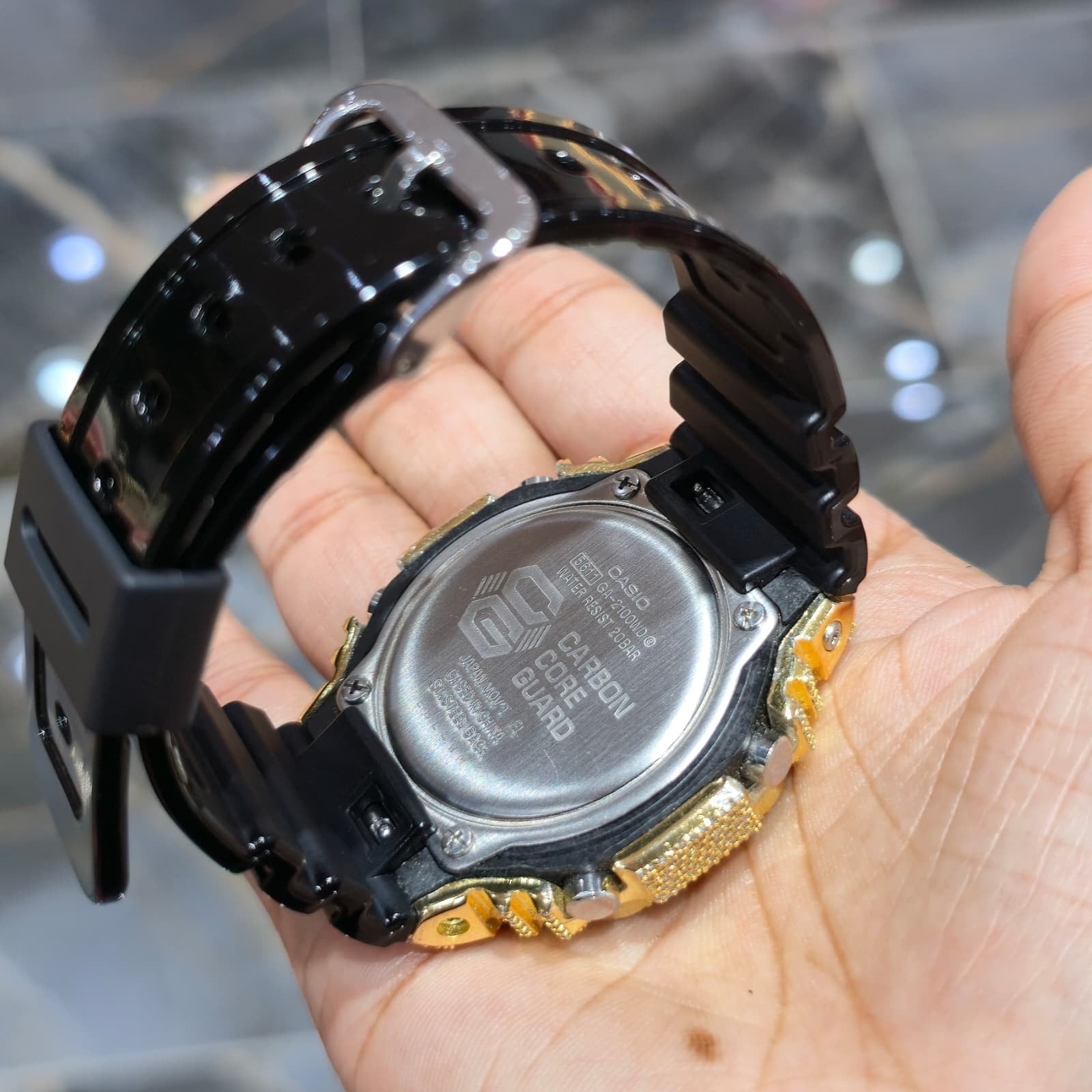 Authentic Casio G-SHOCK GA2100 Custom Iced Out – Yellow | White Dial | BlackBand