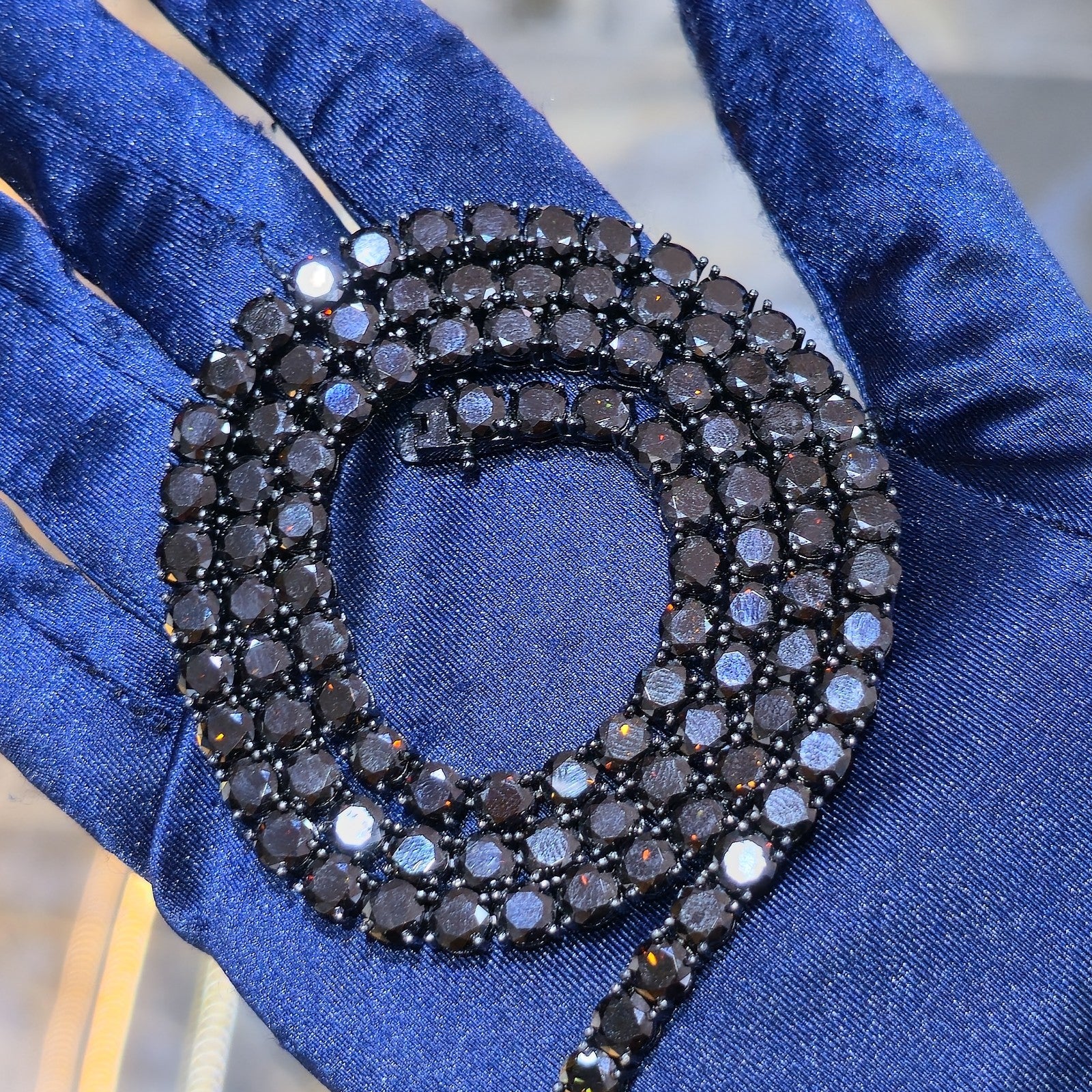 Real 4mm Black Moissanite Tennis Necklace 925 Silver 22in Passes Tester