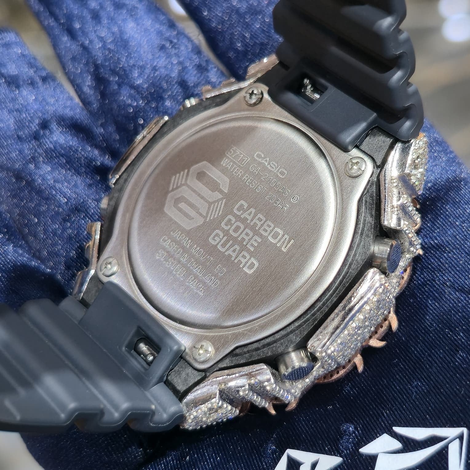 Iced Out G-Shock  Watch Authentic VVS Moissanite Barbed Wire Two Tone | BlueFace
