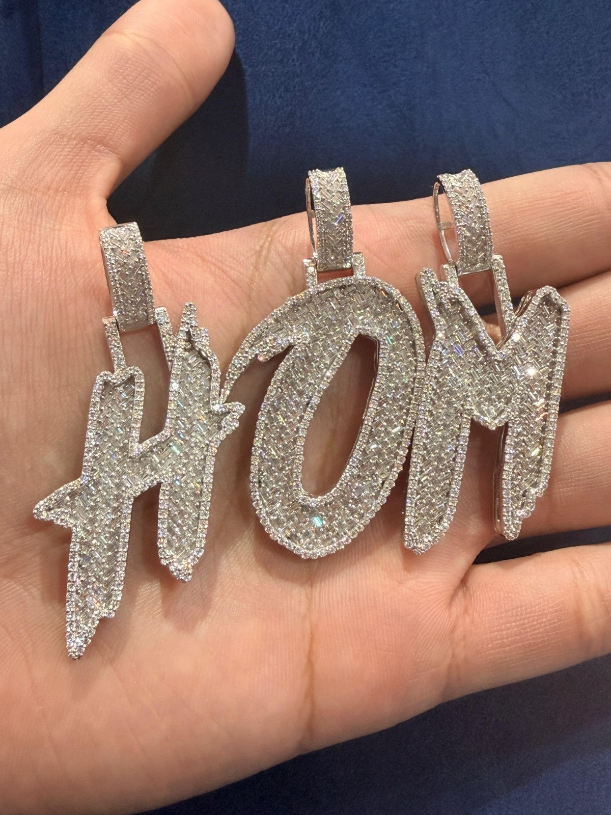 3.00 Ct  VVS Moissanite Men's Customize Initial Letter Pendant 925 Silver