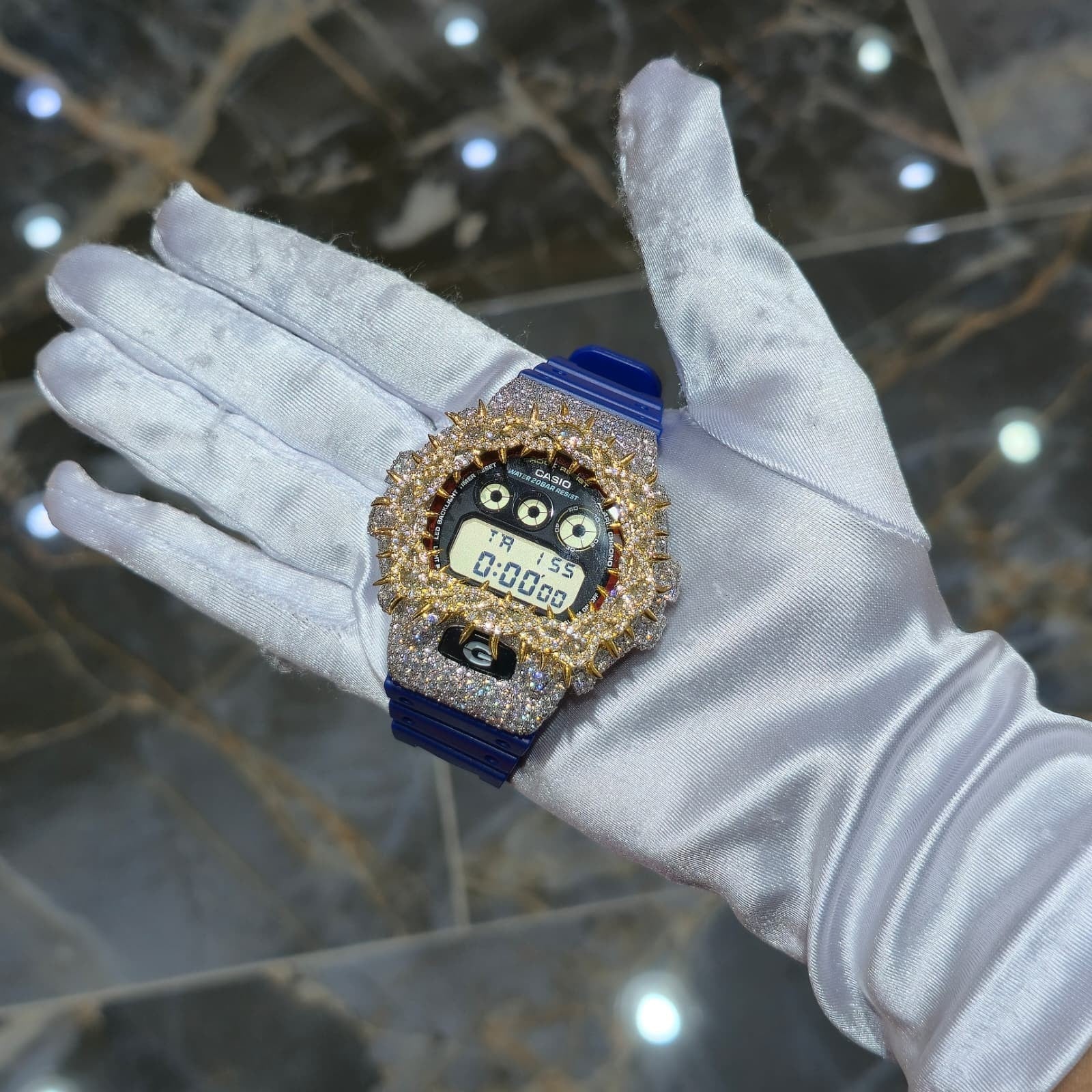 Iced Out G-Shock  Watch Authentic VVS Moissanite Barbed Wire Two Tone | HOM
